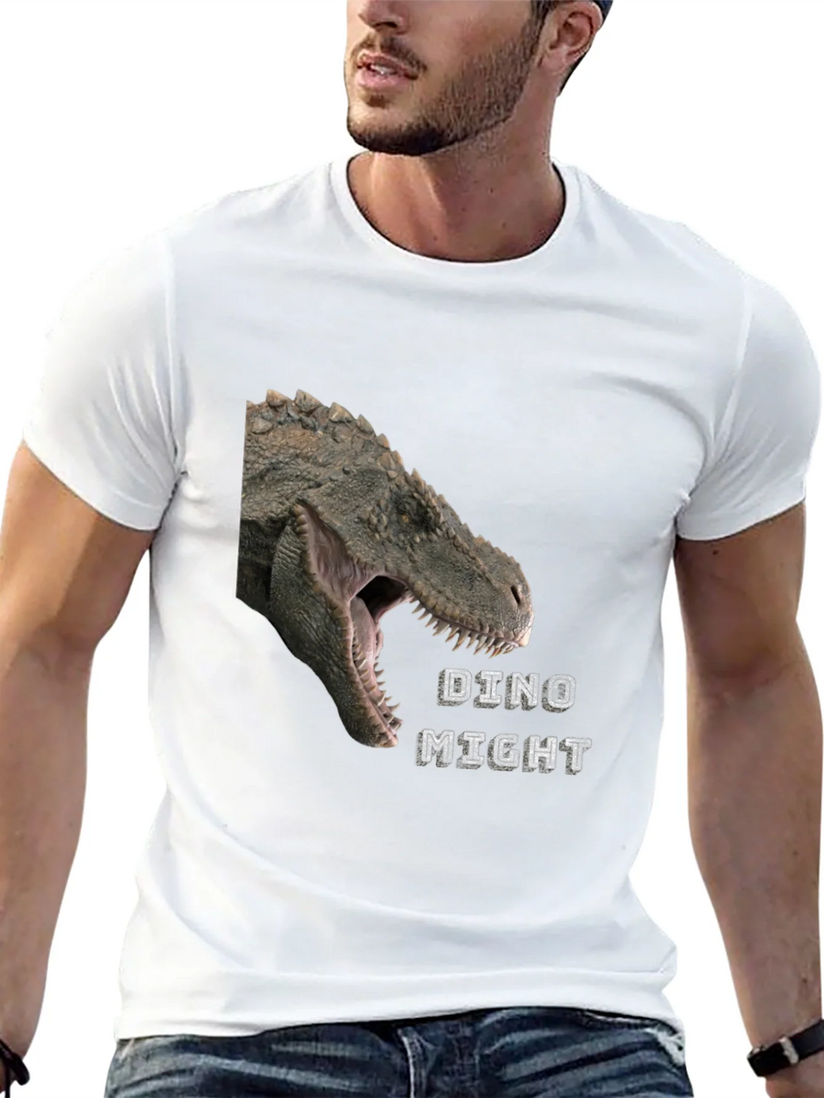 Dino Might T-Shirt - Black Dinosaur Graphic Tee product image 12