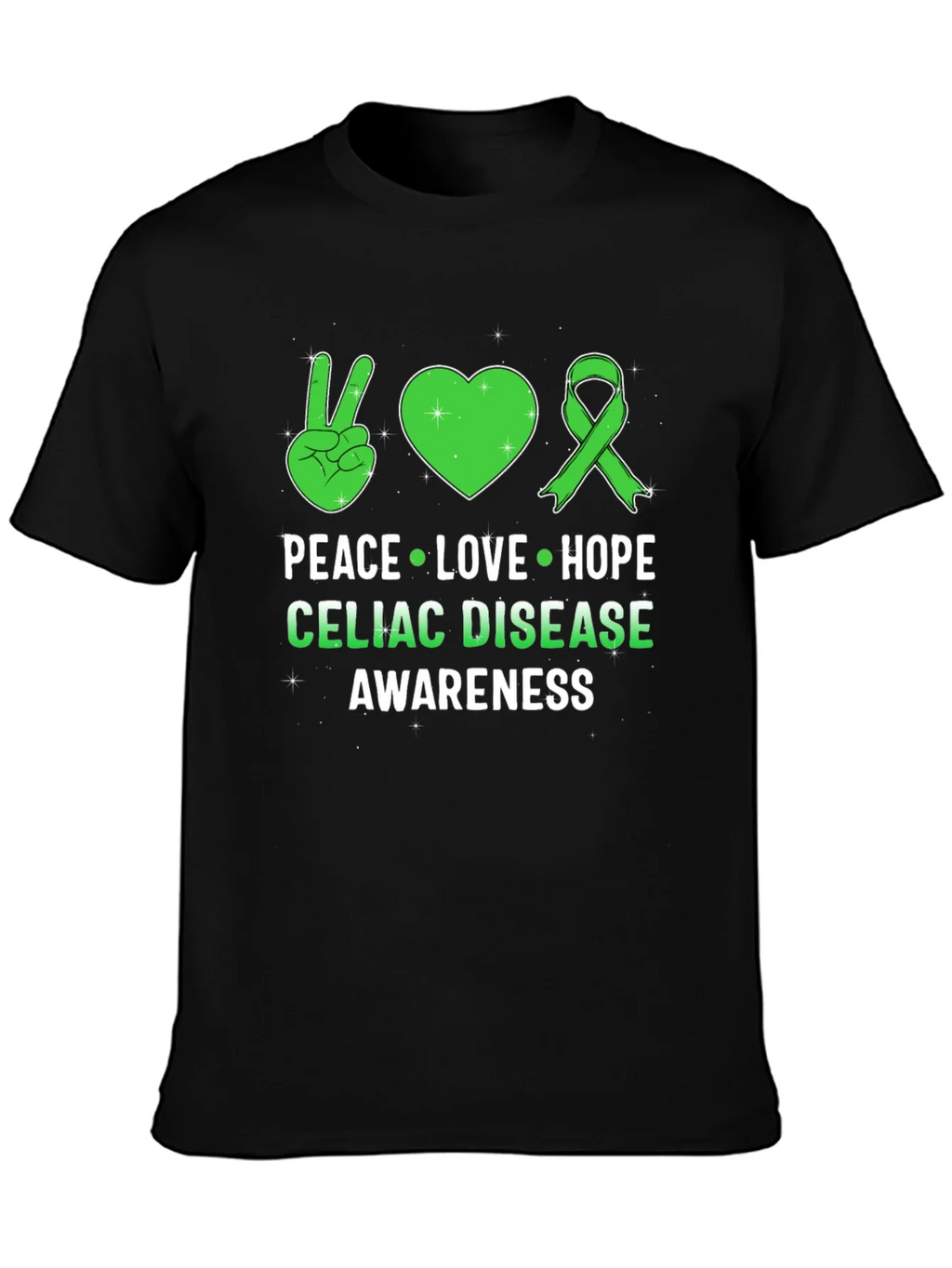 Celiac Disease Awareness Peace Love Hope T-Shirt product image 3