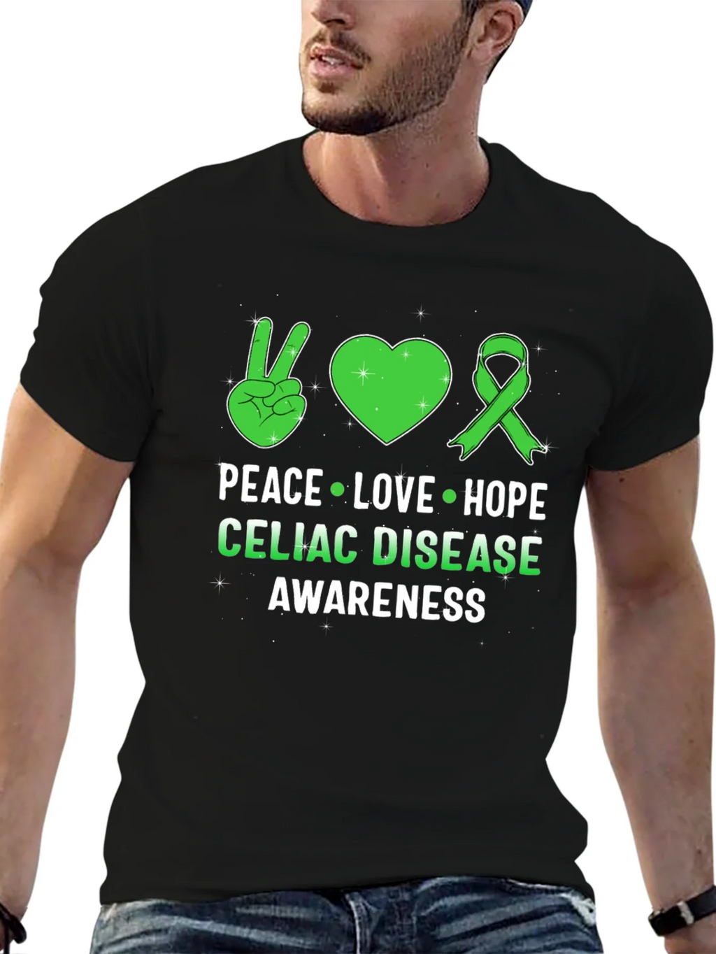 Celiac Disease Awareness Peace Love Hope T-Shirt product image 6