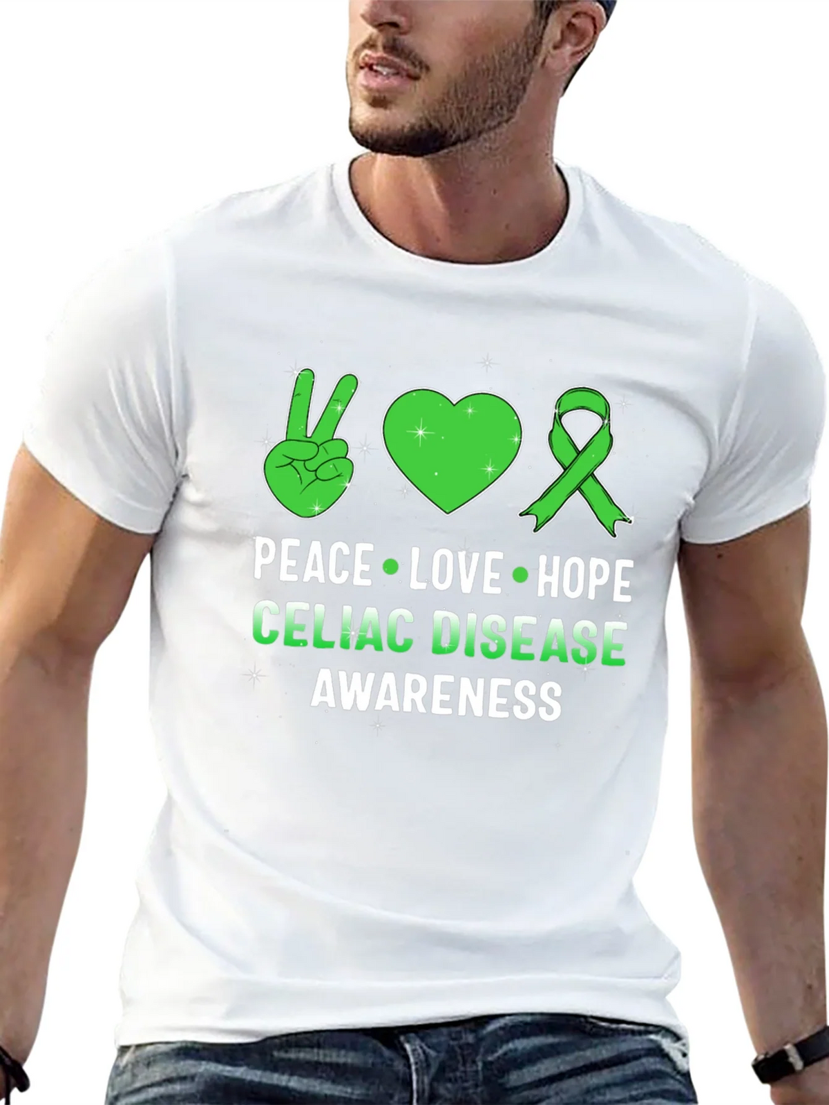 Celiac Disease Awareness Peace Love Hope T-Shirt product image 12