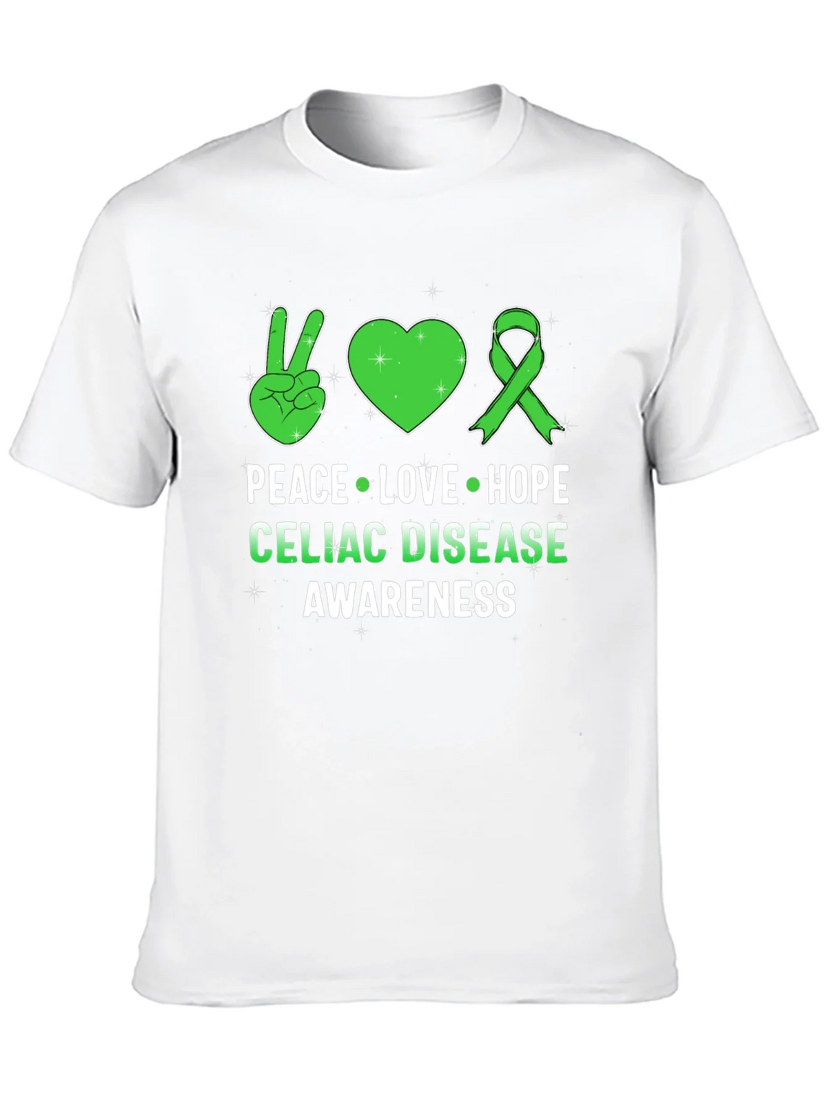 Celiac Disease Awareness Peace Love Hope T-Shirt product image 9