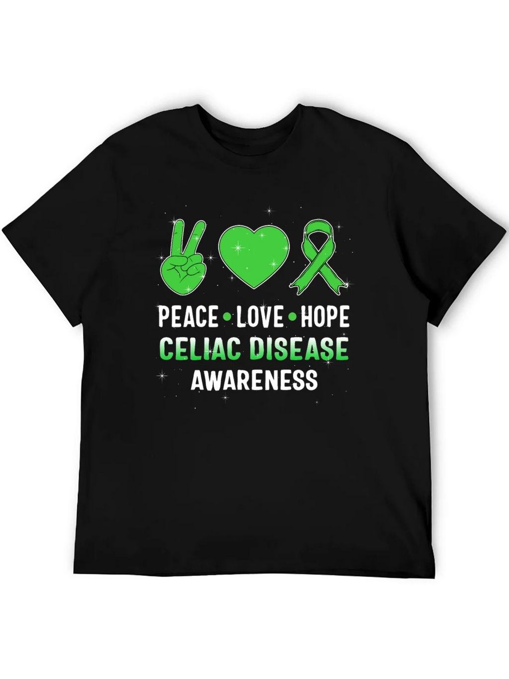 Celiac Disease Awareness Peace Love Hope T-Shirt product image 5