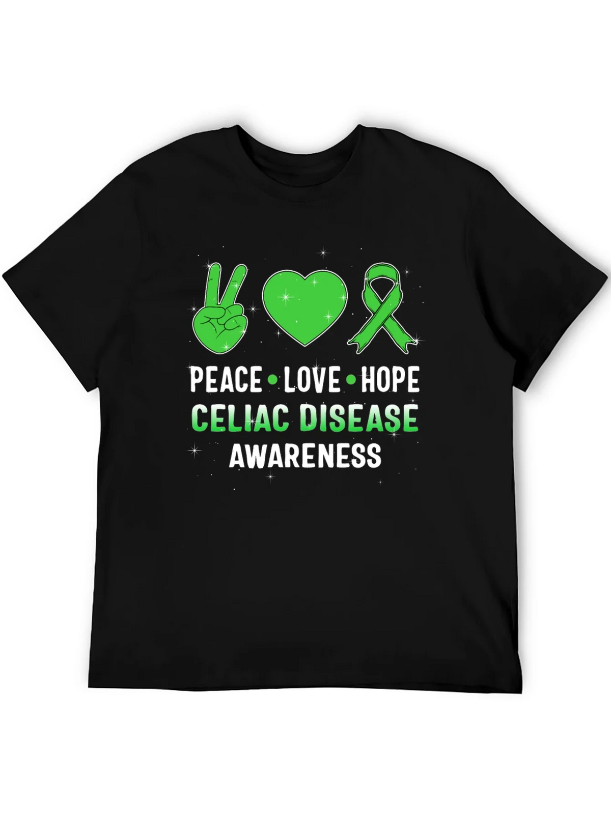 Celiac Disease Awareness Peace Love Hope T-Shirt product image 5