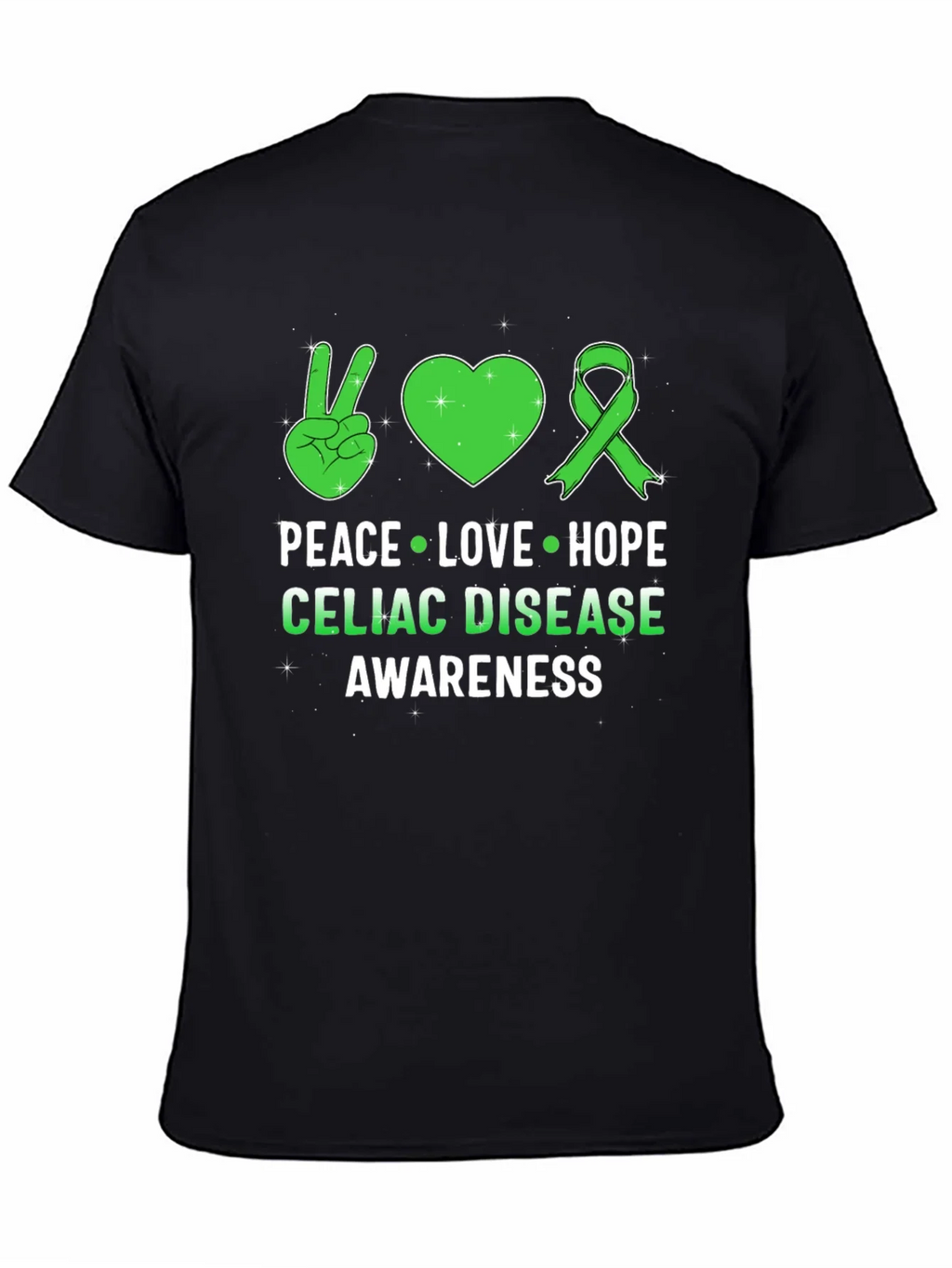 Celiac Disease Awareness Peace Love Hope T-Shirt product image 4
