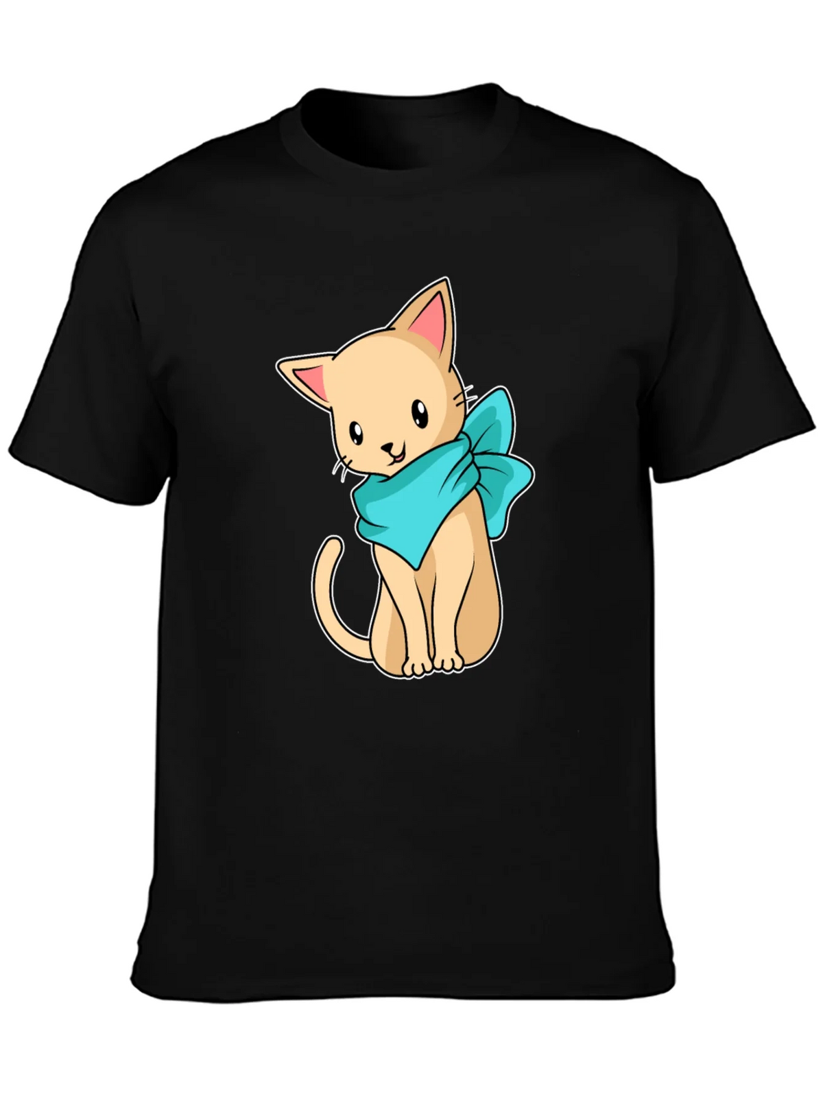 Cute Cartoon Cat Graphic Tee - Black Unisex Shirt product image 3