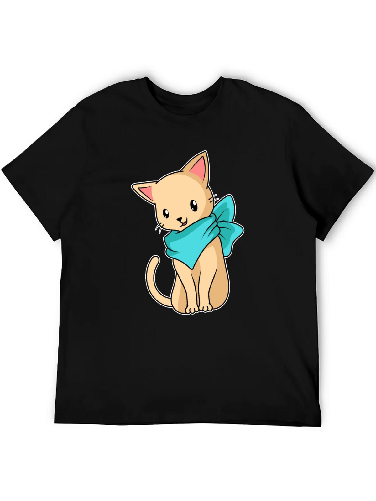 Cute Cartoon Cat Graphic Tee - Black Unisex Shirt product image 5