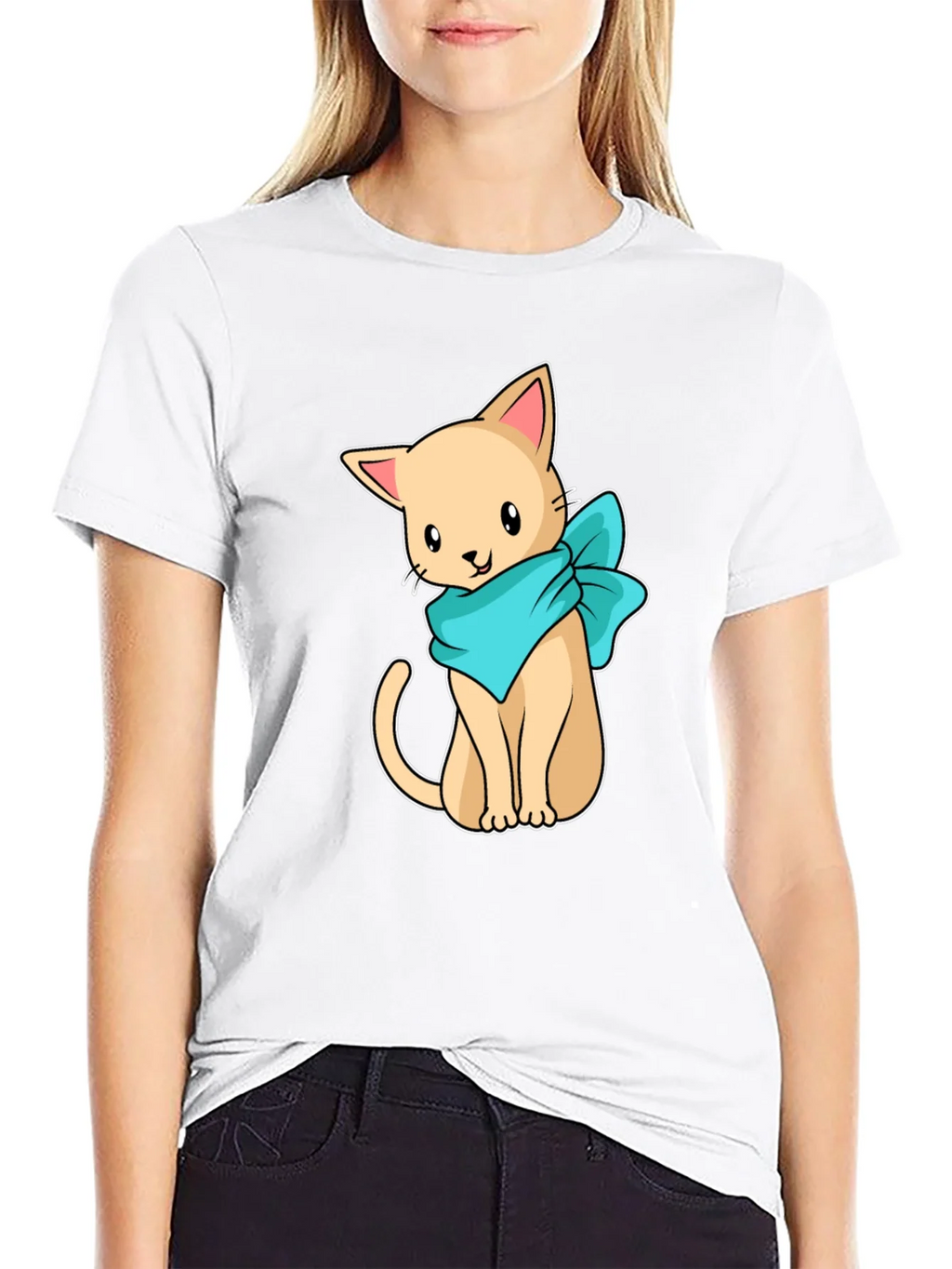 Cute Cartoon Cat Graphic Tee - Black Unisex Shirt product image 8