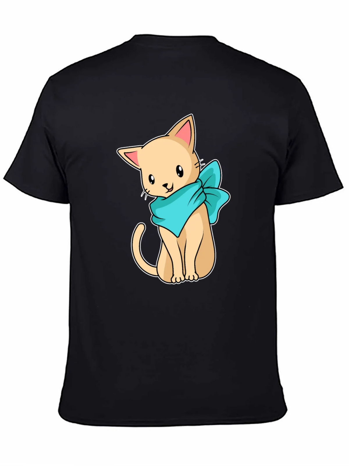 Cute Cartoon Cat Graphic Tee - Black Unisex Shirt product image 4