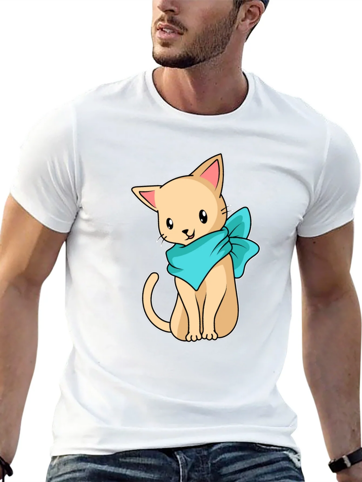 Cute Cartoon Cat Graphic Tee - Black Unisex Shirt product image 12