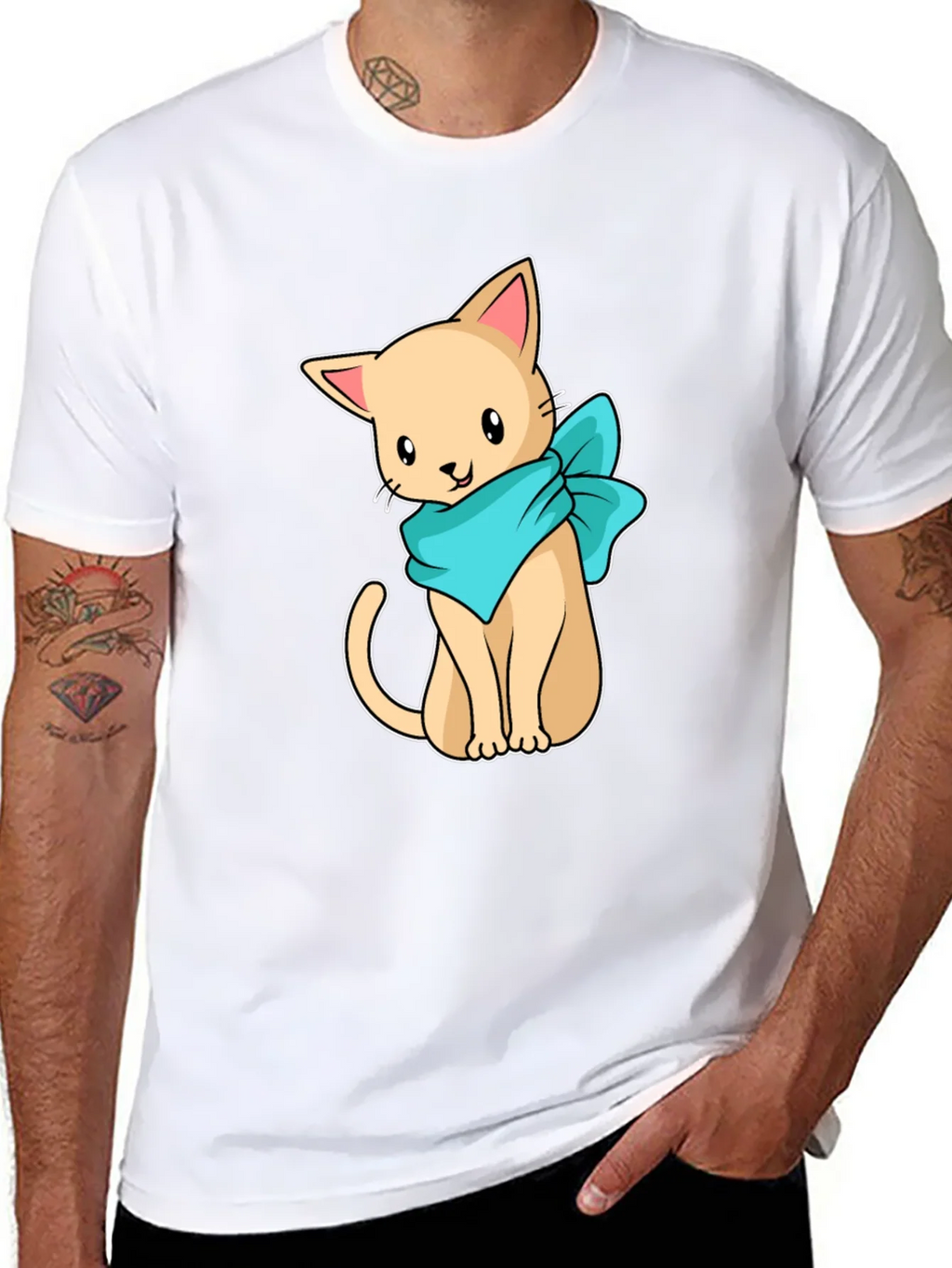 Cute Cartoon Cat Graphic Tee - Black Unisex Shirt product image 7