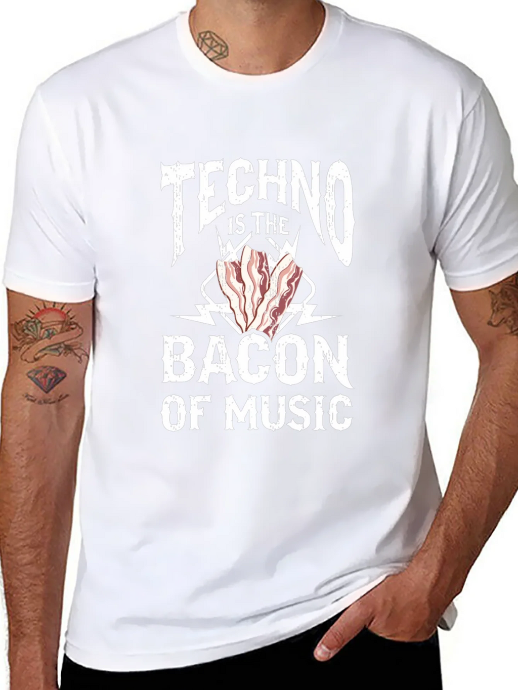 Techno Bacon of Music T-Shirt - Funny DJ EDM Rave Tee product image 7