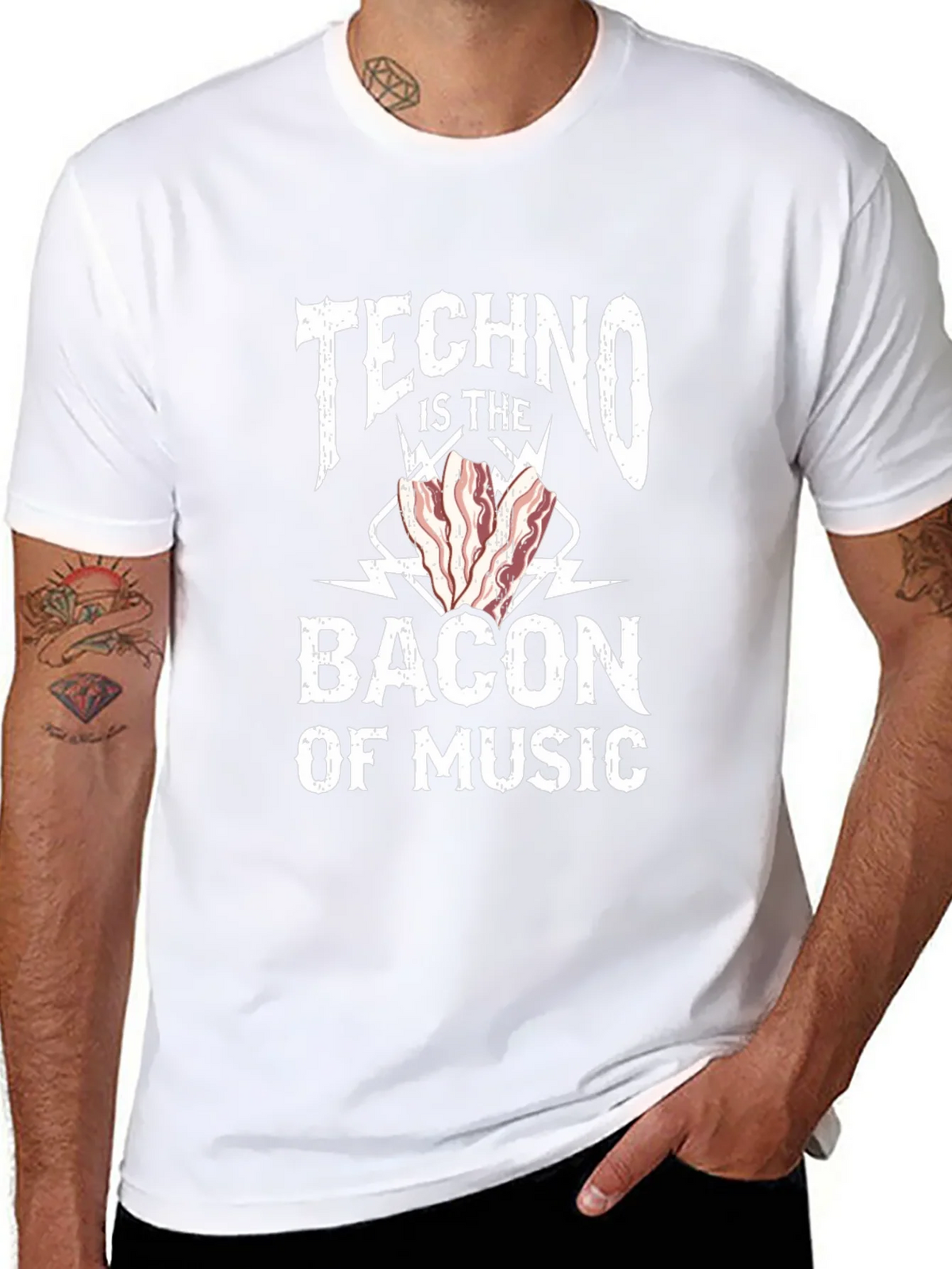 Techno Bacon of Music T-Shirt - Funny DJ EDM Rave Tee product image 7