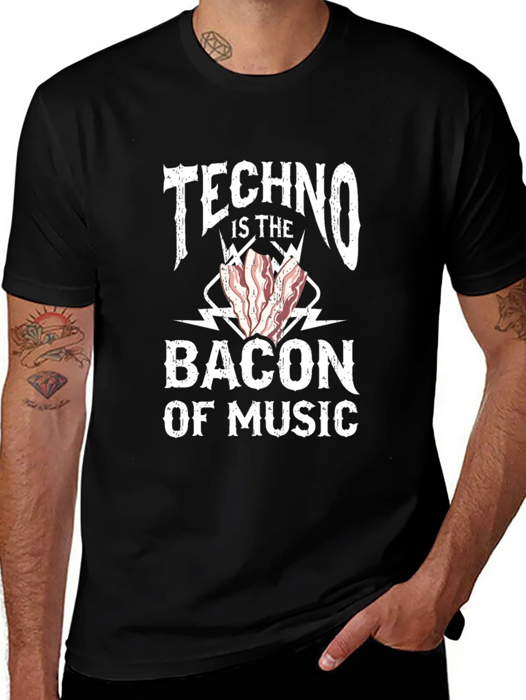 Techno Bacon of Music T-Shirt - Funny DJ EDM Rave Tee product image 1