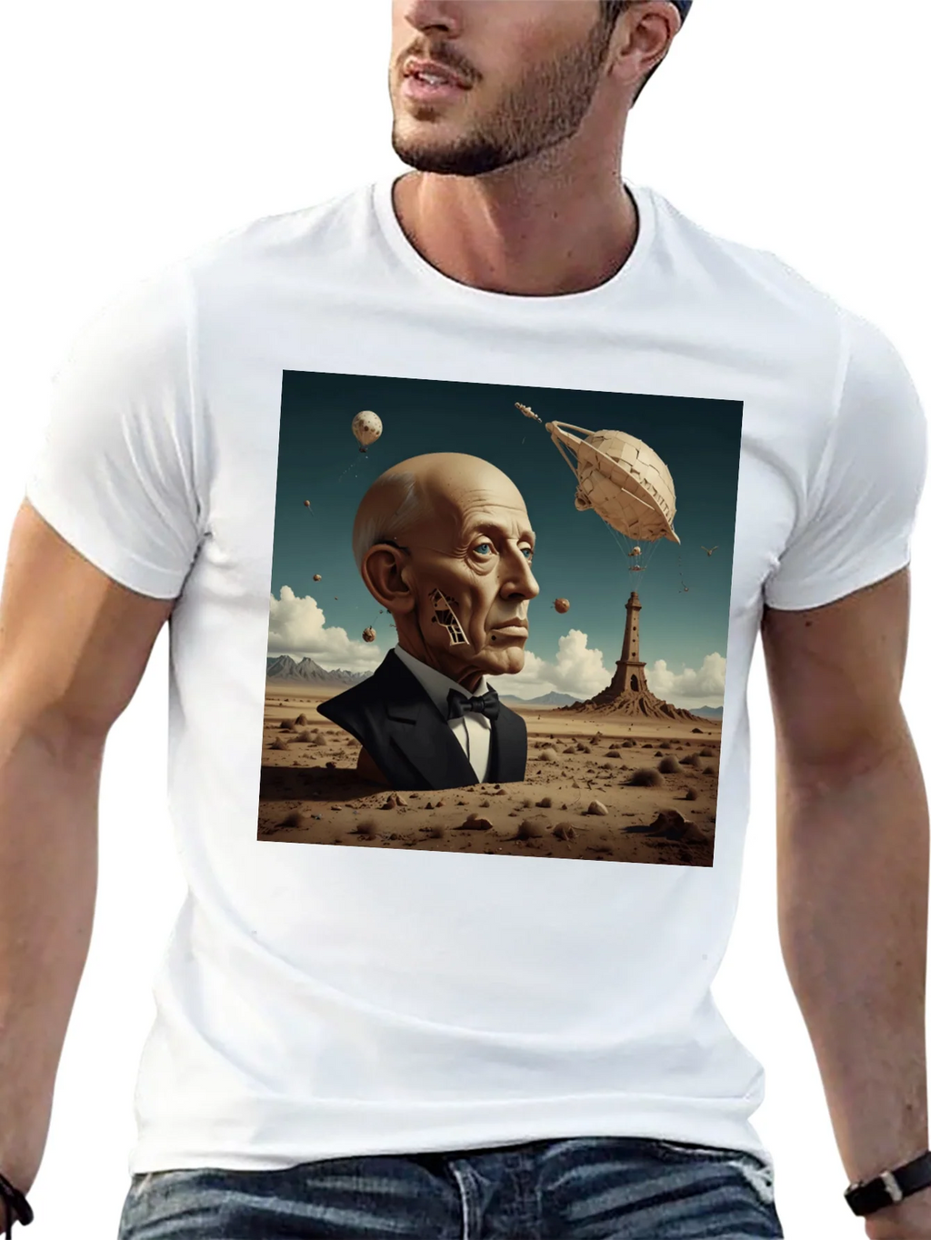 Surrealist Portrait T-Shirt: Desert Dreamscape product image 12
