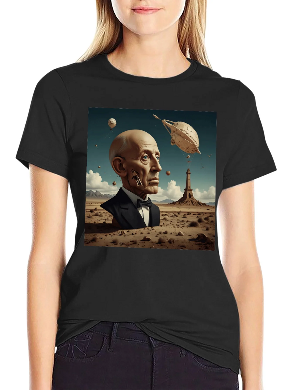 Surrealist Portrait T-Shirt: Desert Dreamscape product image 2