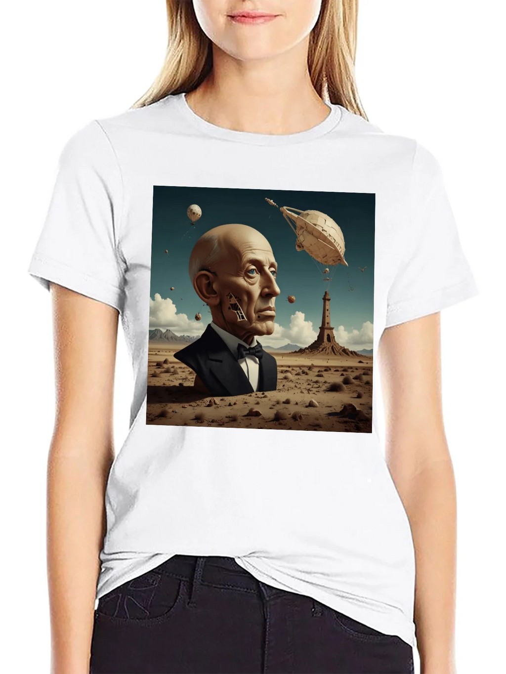 Surrealist Portrait T-Shirt: Desert Dreamscape product image 8