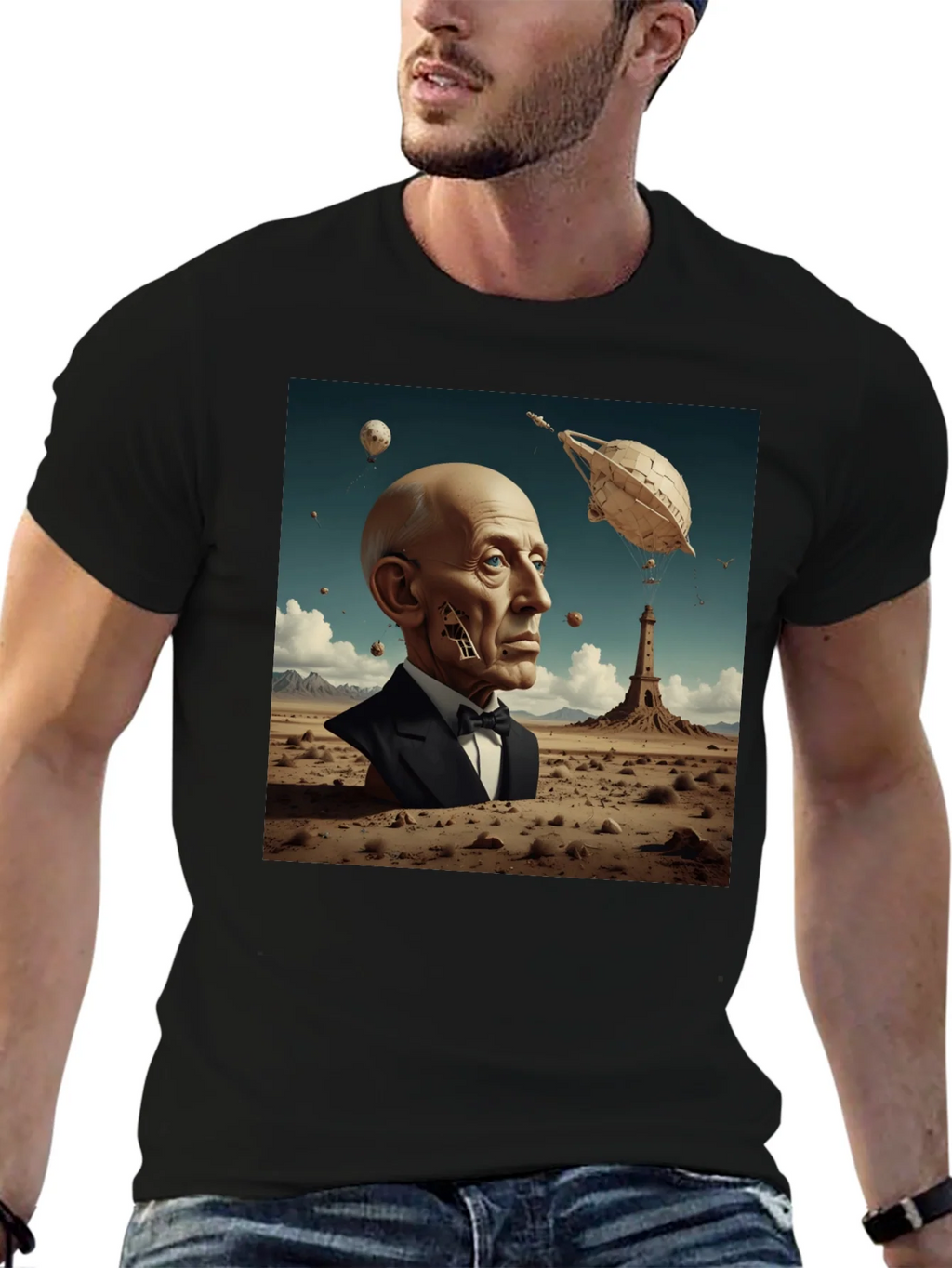 Surrealist Portrait T-Shirt: Desert Dreamscape product image 6