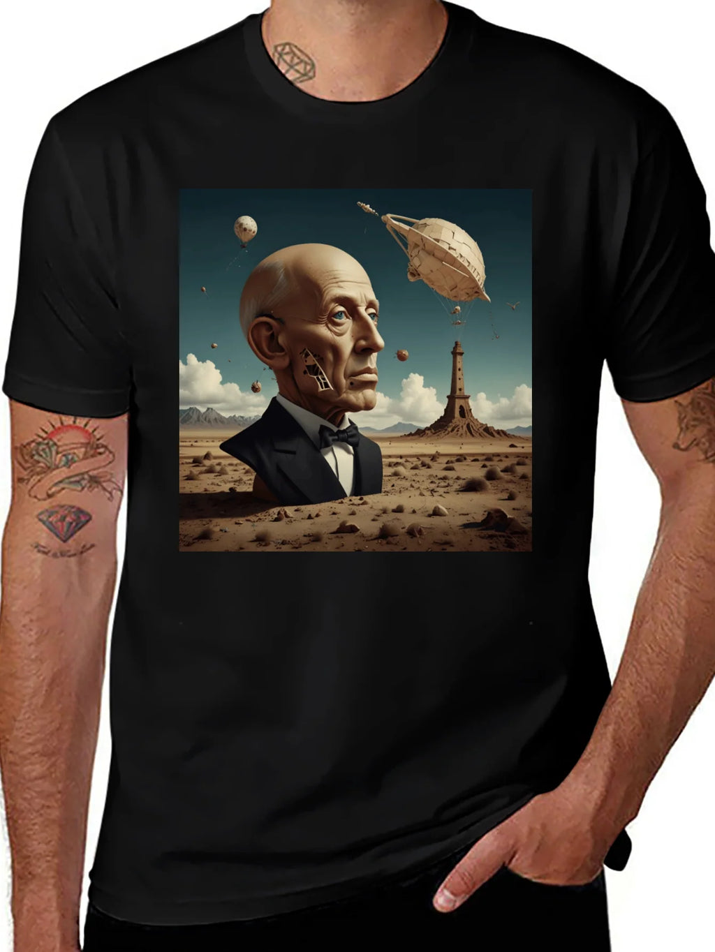 Surrealist Portrait T-Shirt: Desert Dreamscape product image 1