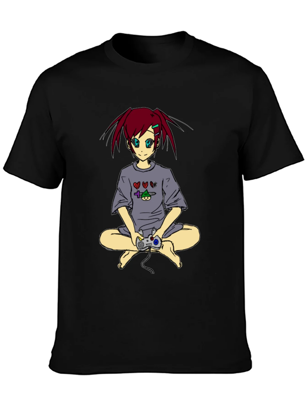 Anime Girl Gamer T-Shirt - Black product image 3