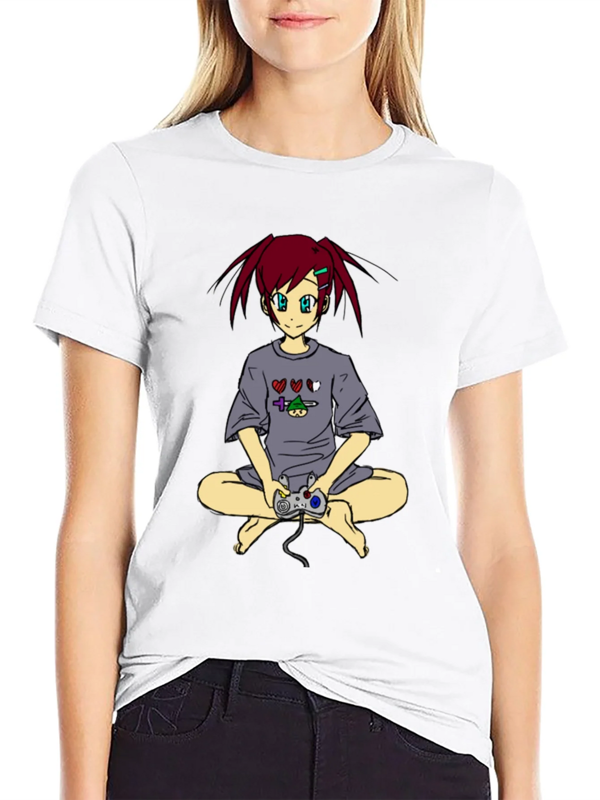 Anime Girl Gamer T-Shirt - Black product image 8