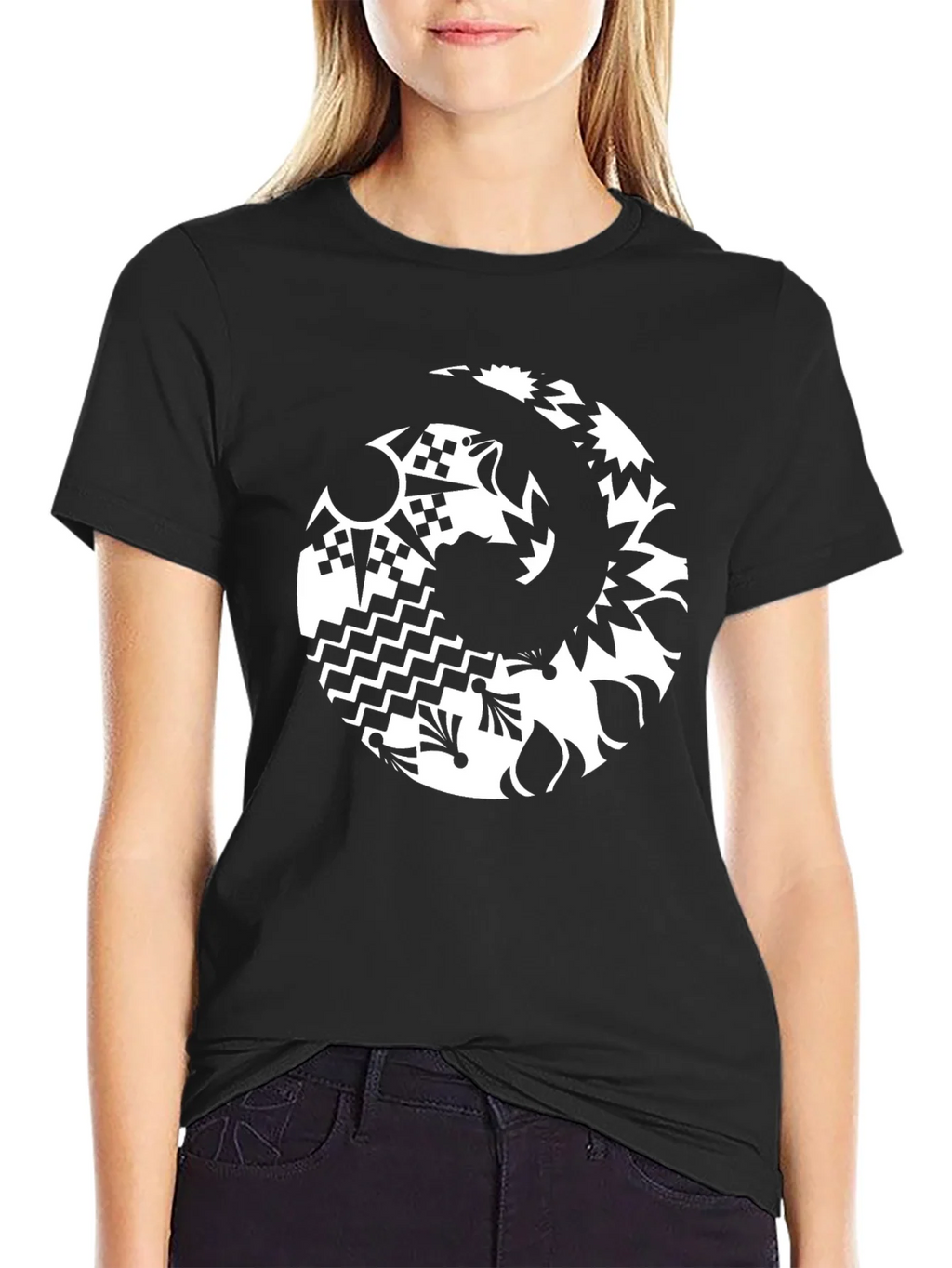 Abstract Graphic Tee - Black Casual Style product image 2