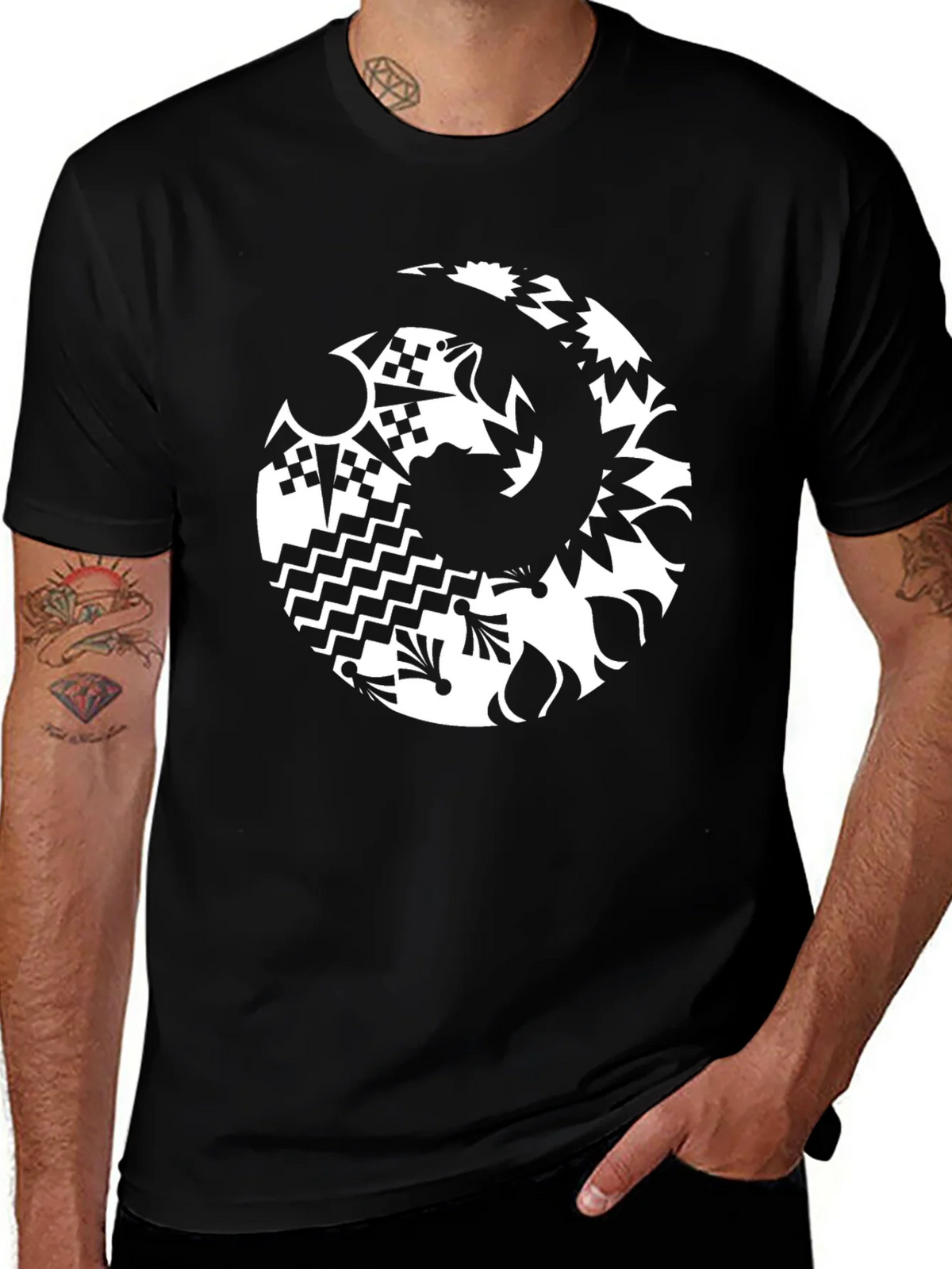 Abstract Graphic Tee - Black Casual Style product image 1