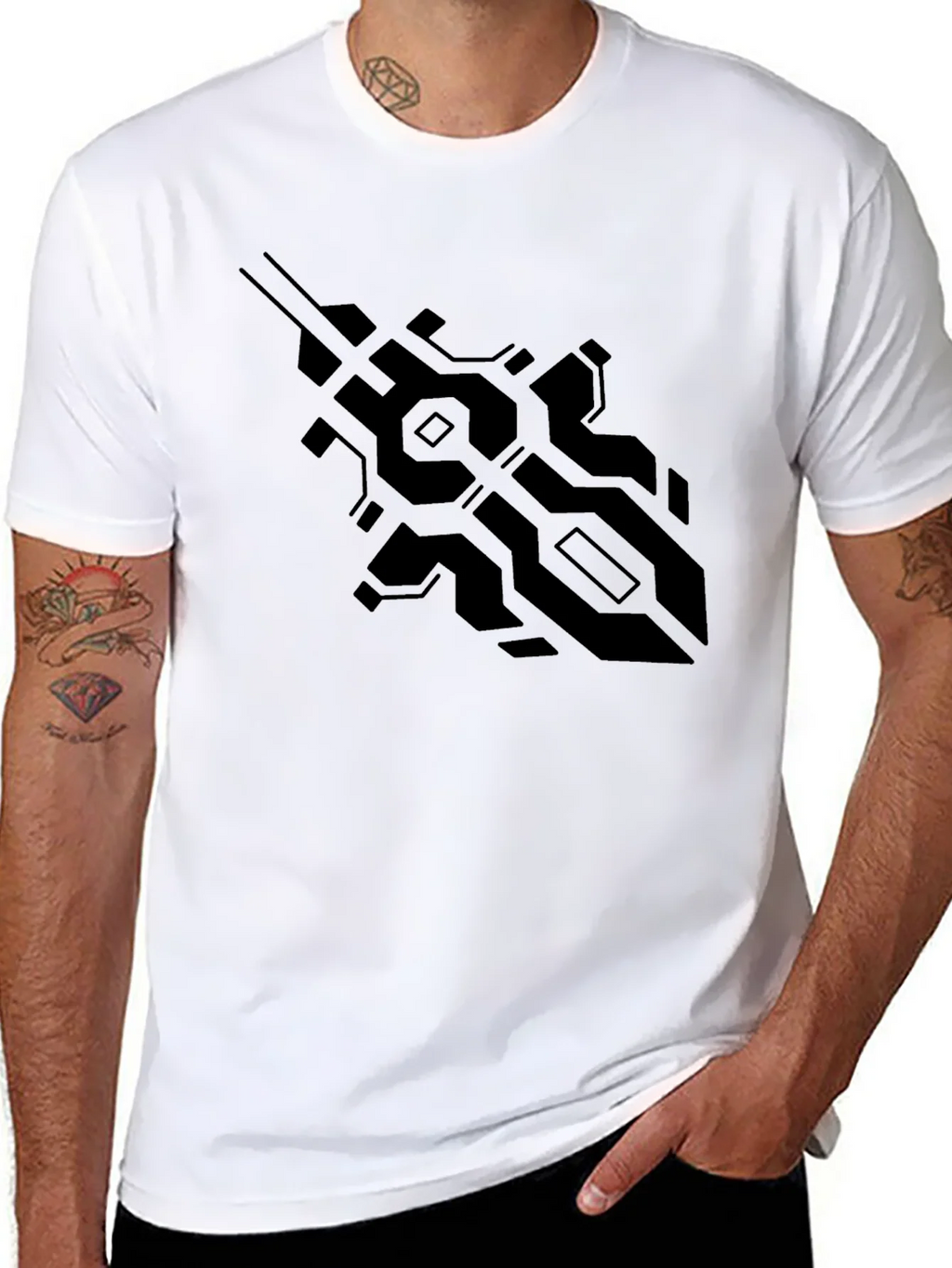 Tech Pattern Black Tee - Modern Design product image 7