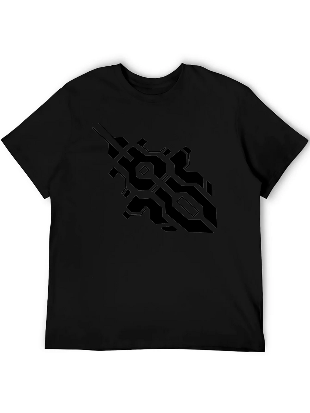 Tech Pattern Black Tee - Modern Design product image 5