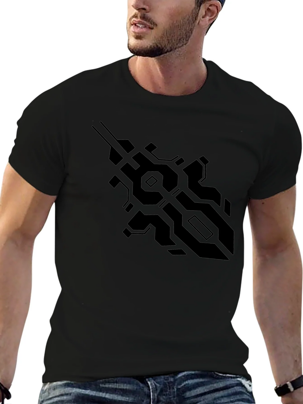 Tech Pattern Black Tee - Modern Design product image 6