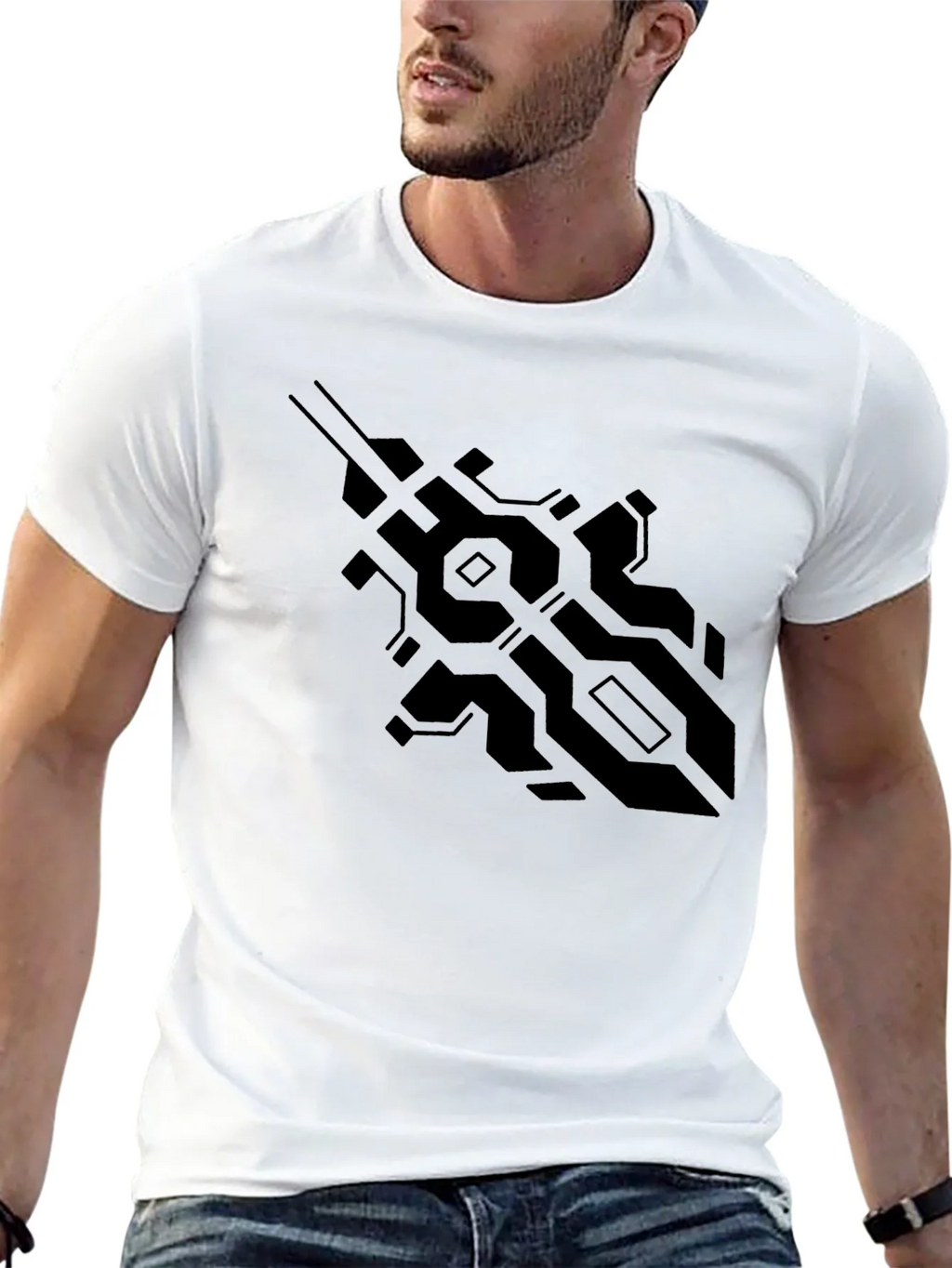 Tech Pattern Black Tee - Modern Design product image 12