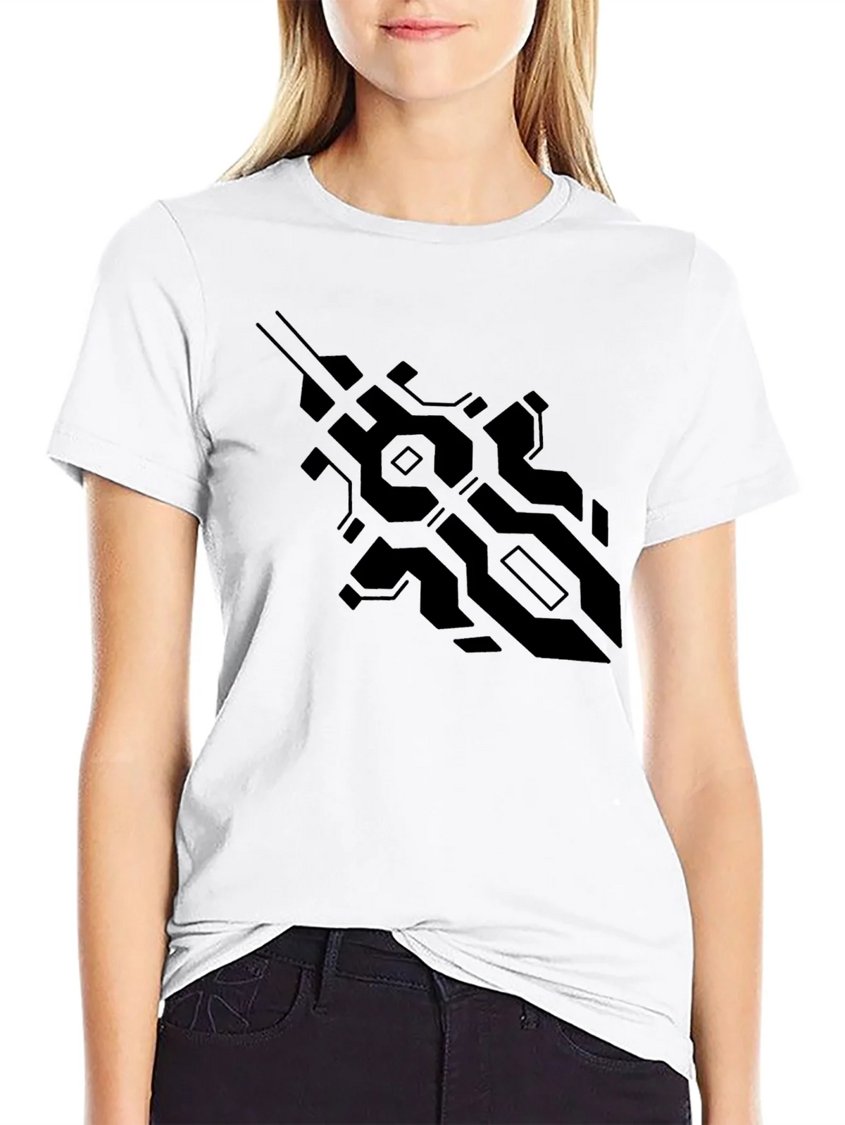 Tech Pattern Black Tee - Modern Design product image 8