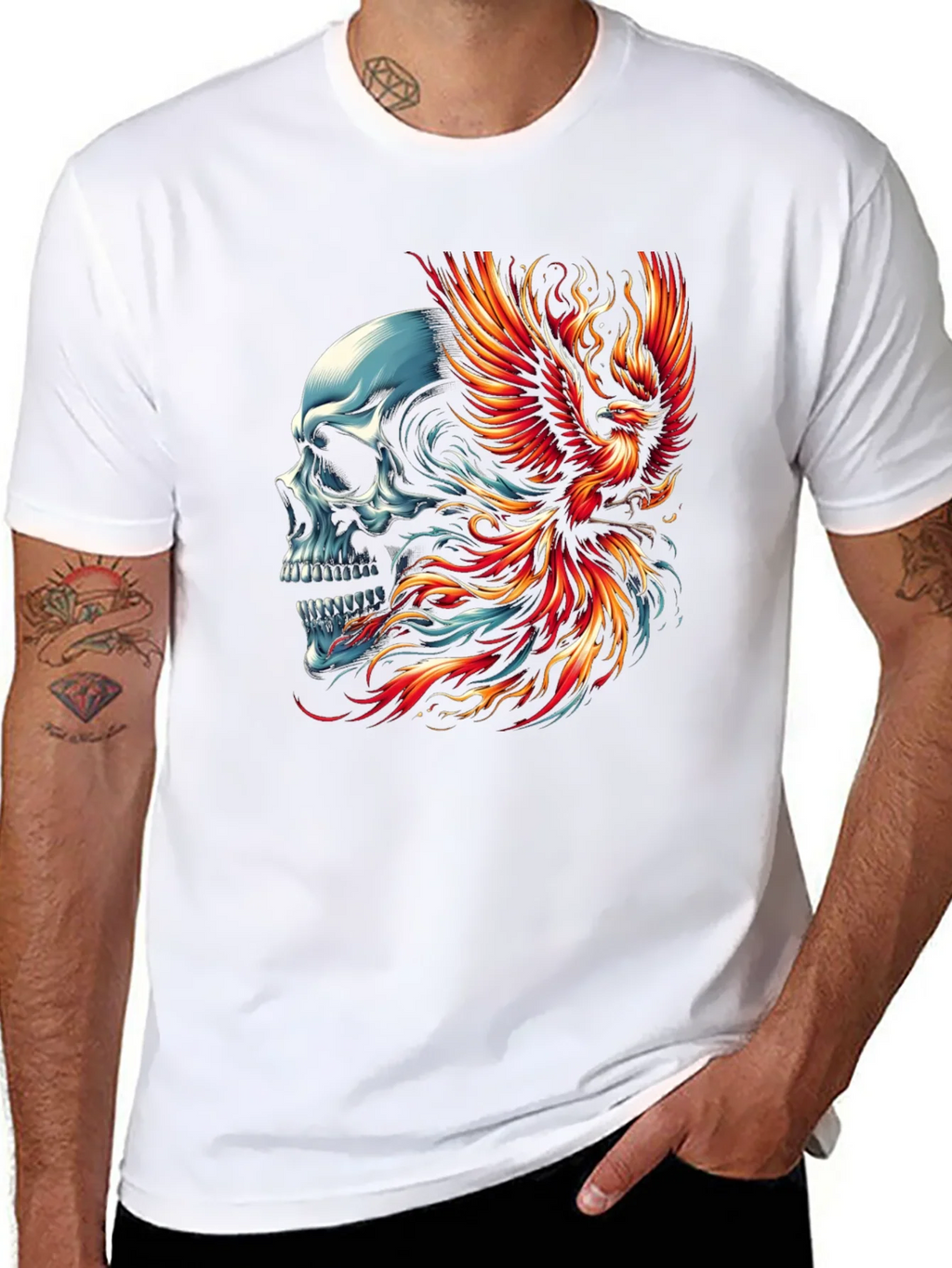 Skull Phoenix Graphic T-Shirt - Black product image 7