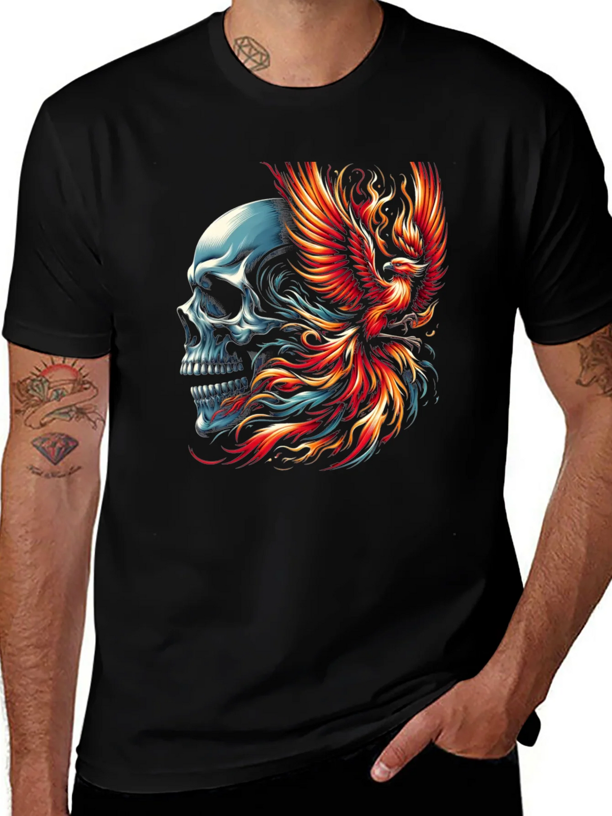 Skull Phoenix Graphic T-Shirt - Black product image 1