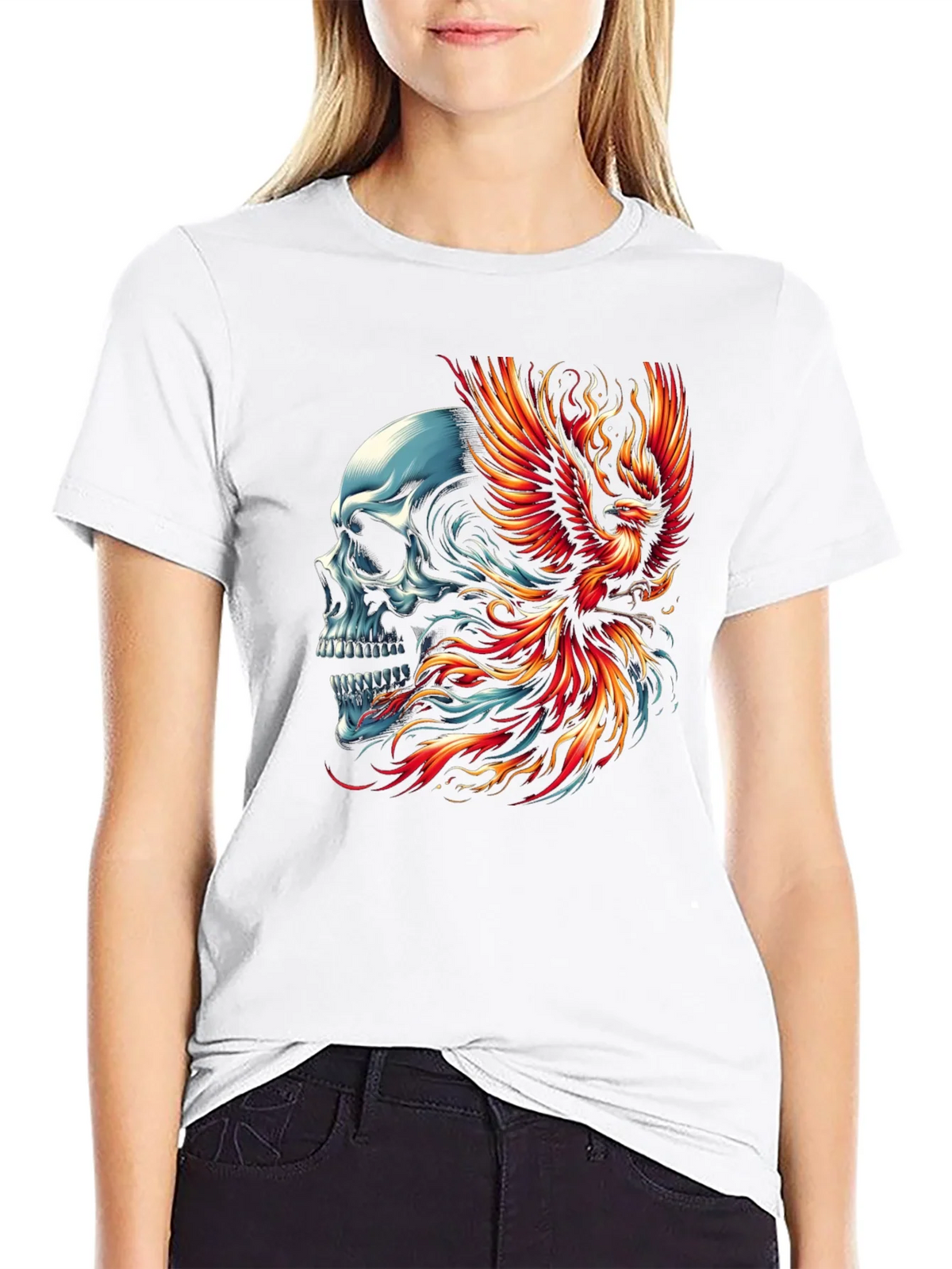 Skull Phoenix Graphic T-Shirt - Black product image 8
