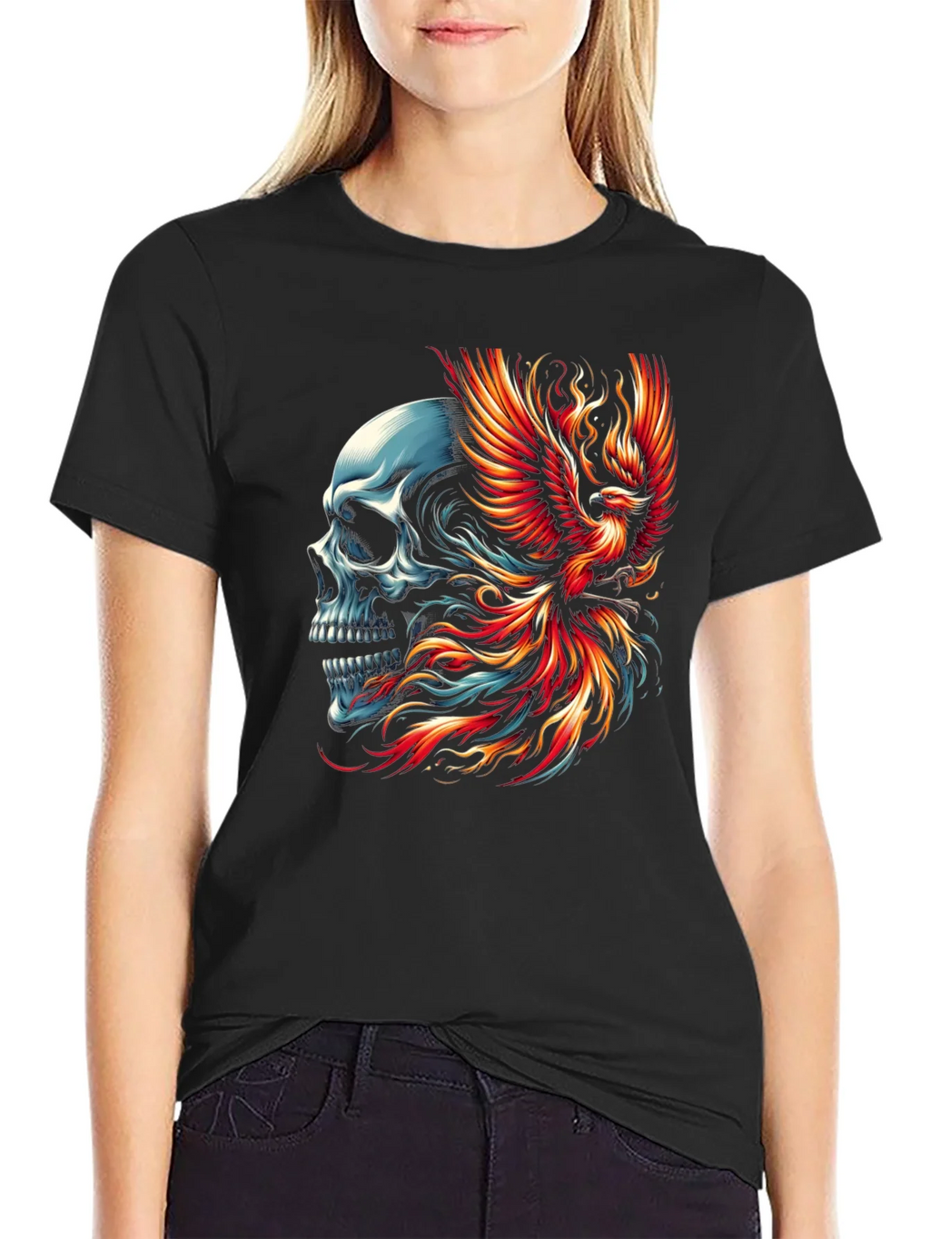 Skull Phoenix Graphic T-Shirt - Black product image 2