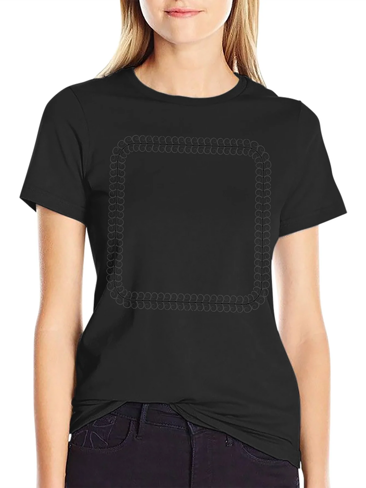 Mens Black Rounded Square Graphic Tee product image 2