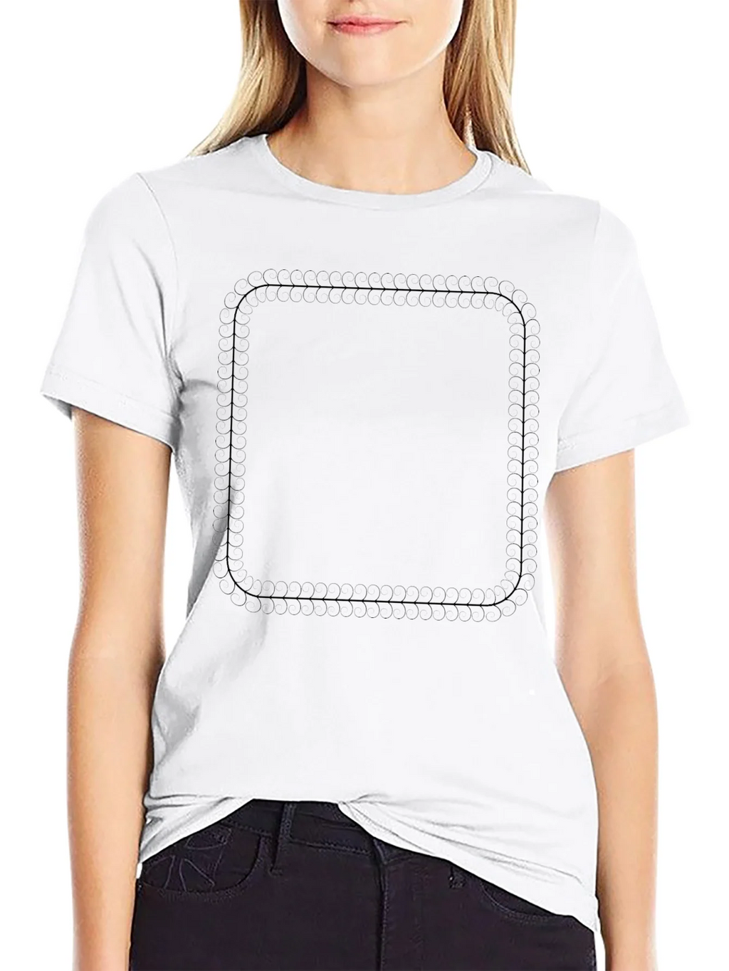 Mens Black Rounded Square Graphic Tee product image 8