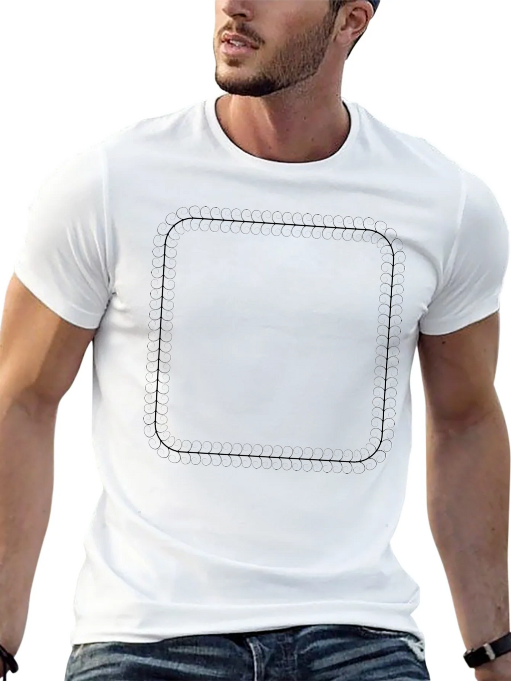 Mens Black Rounded Square Graphic Tee product image 12