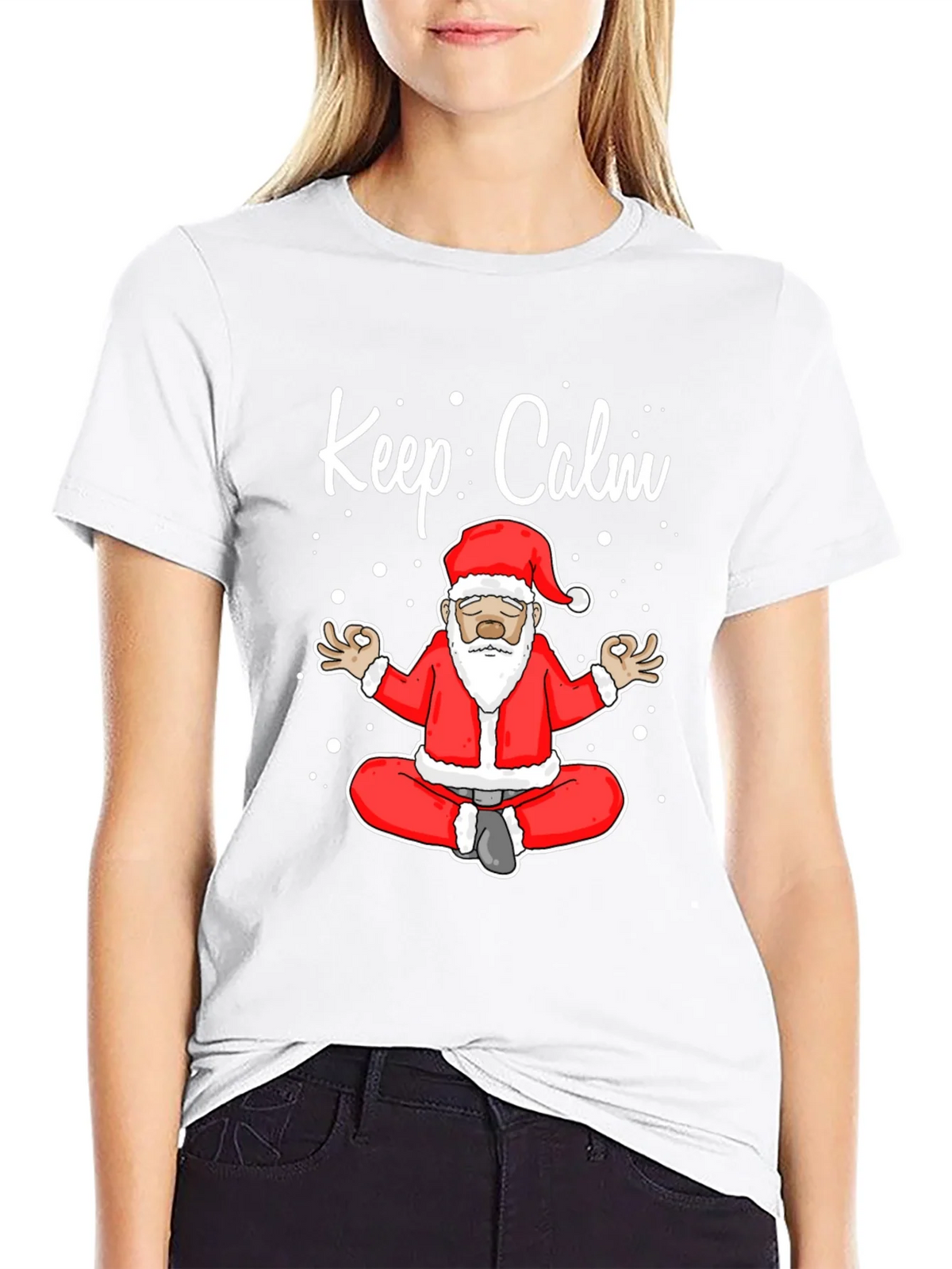 Keep Calm Santa Meditation T-Shirt product image 8