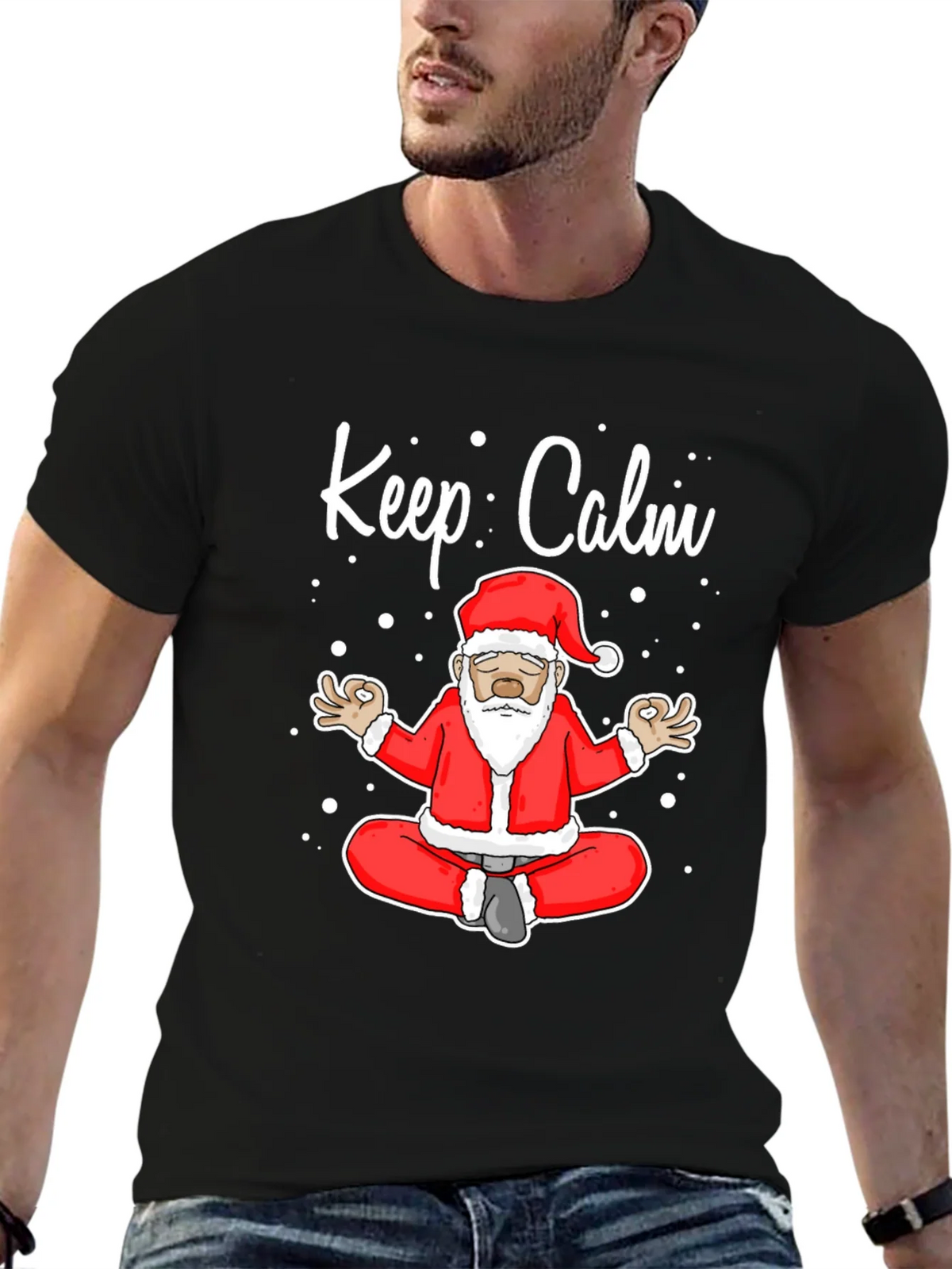 Keep Calm Santa Meditation T-Shirt product image 6