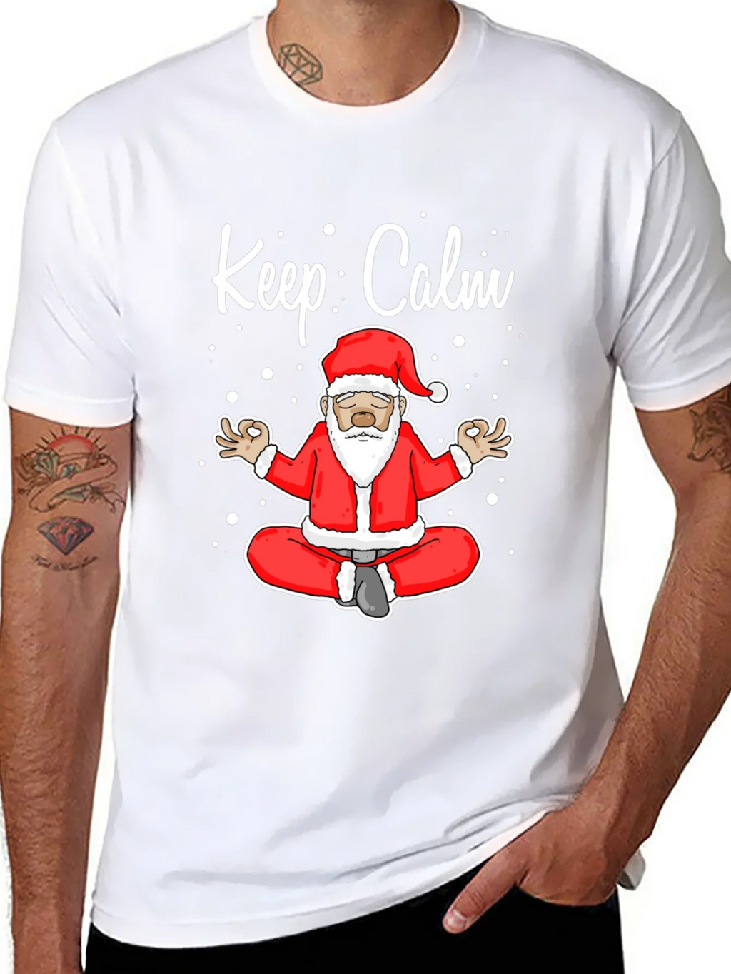 Keep Calm Santa Meditation T-Shirt product image 7