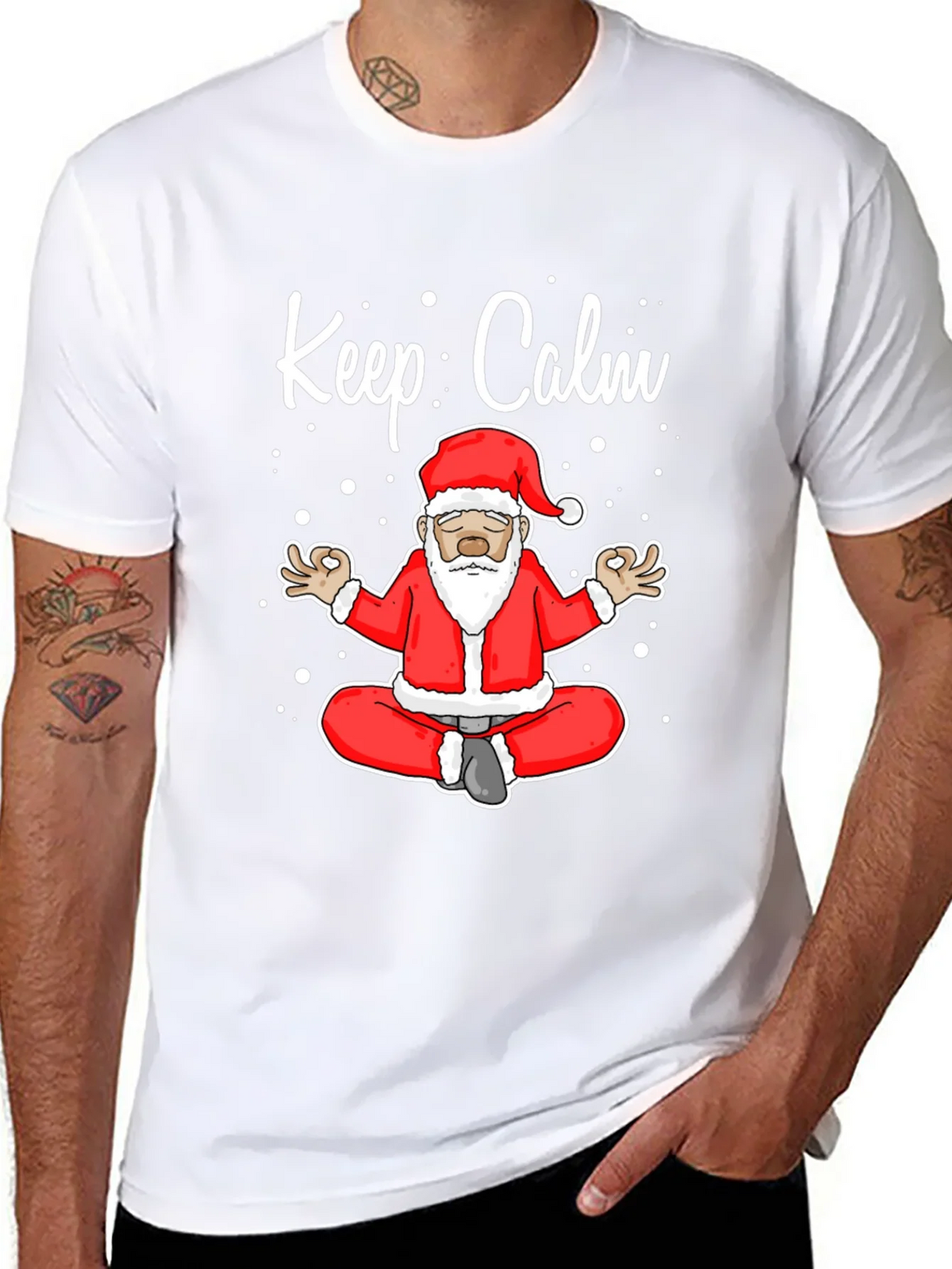 Keep Calm Santa Meditation T-Shirt product image 7