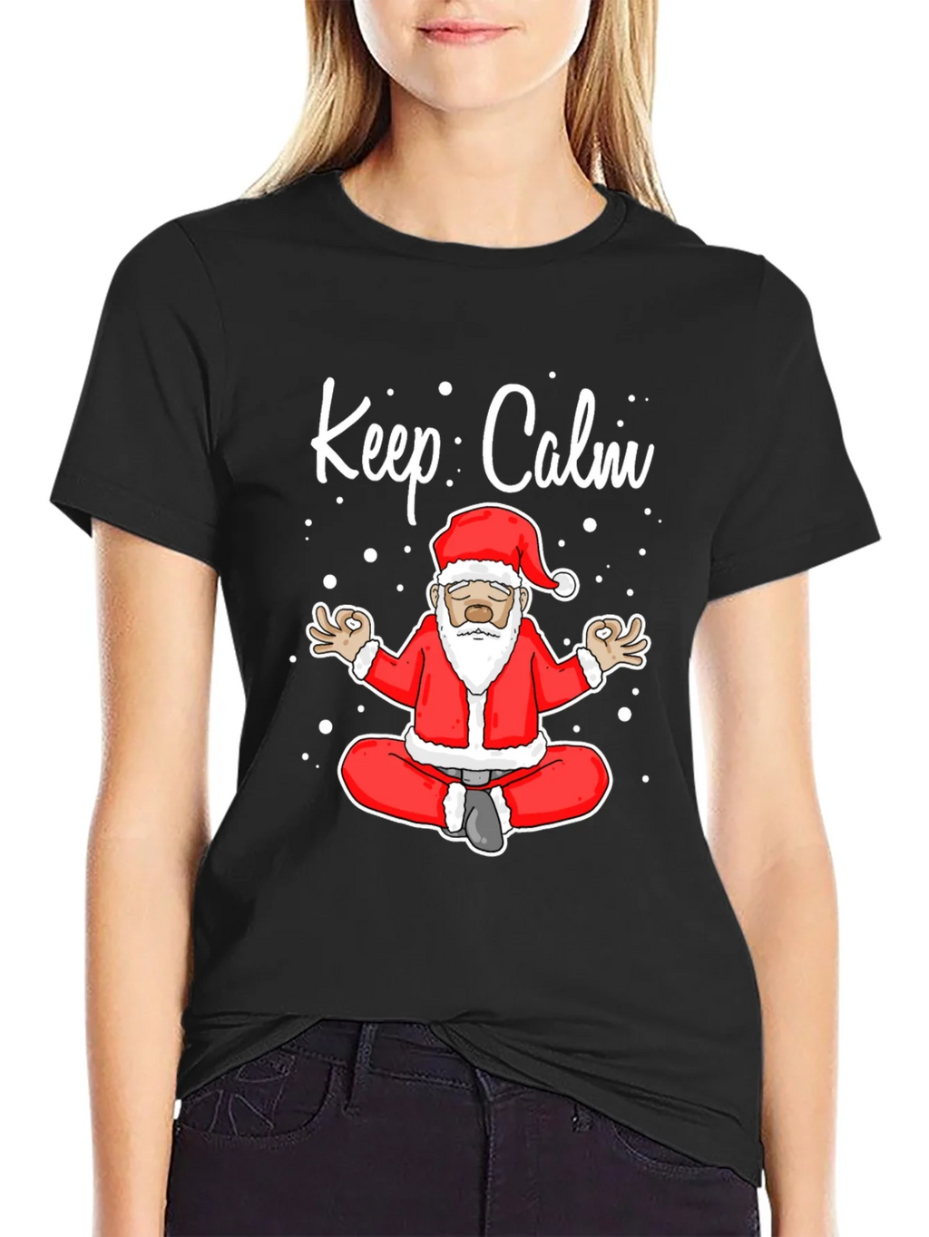 Keep Calm Santa Meditation T-Shirt product image 2