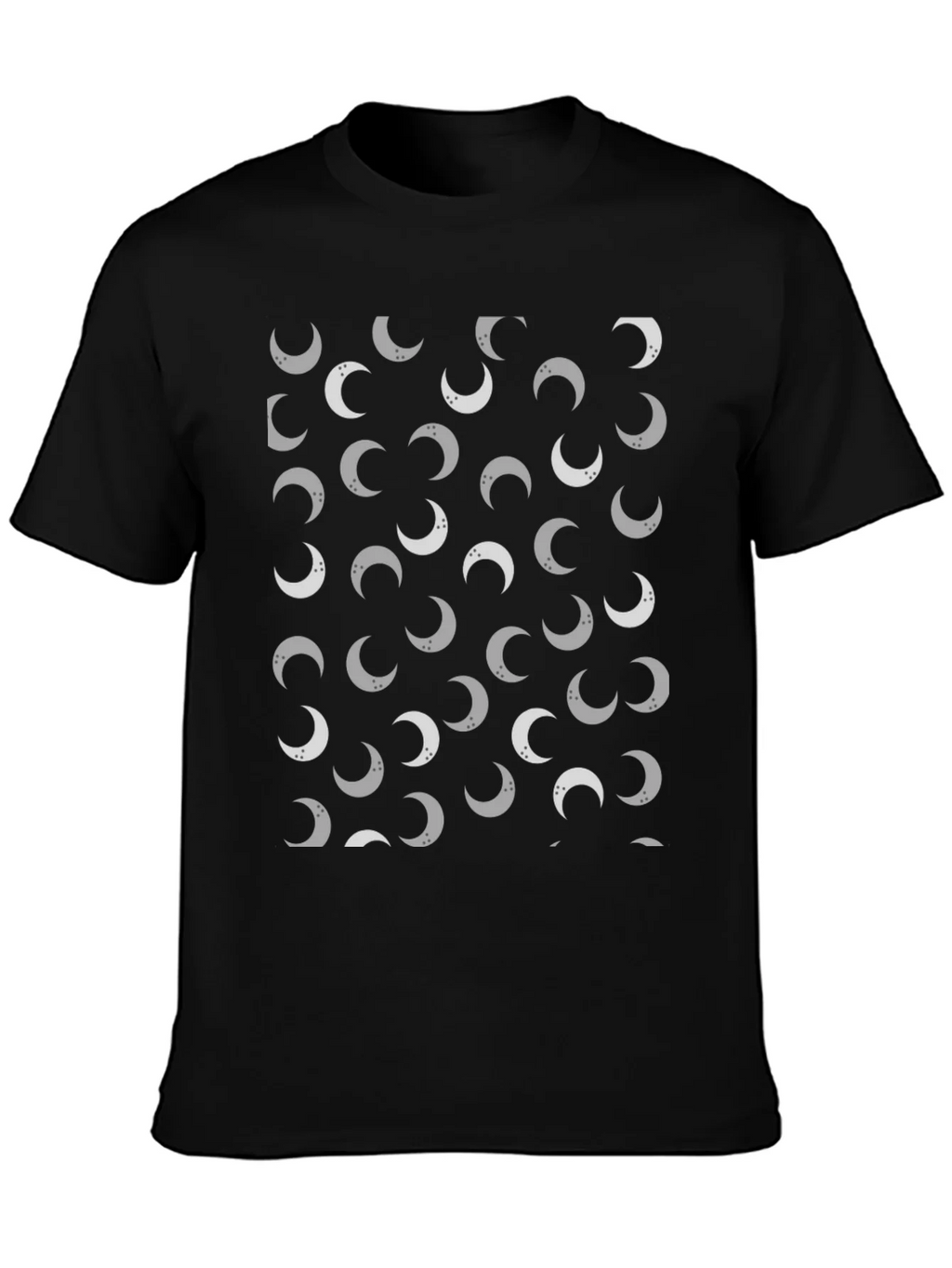 Lunar Crescent Moon Pattern Black T-Shirt product image 2
