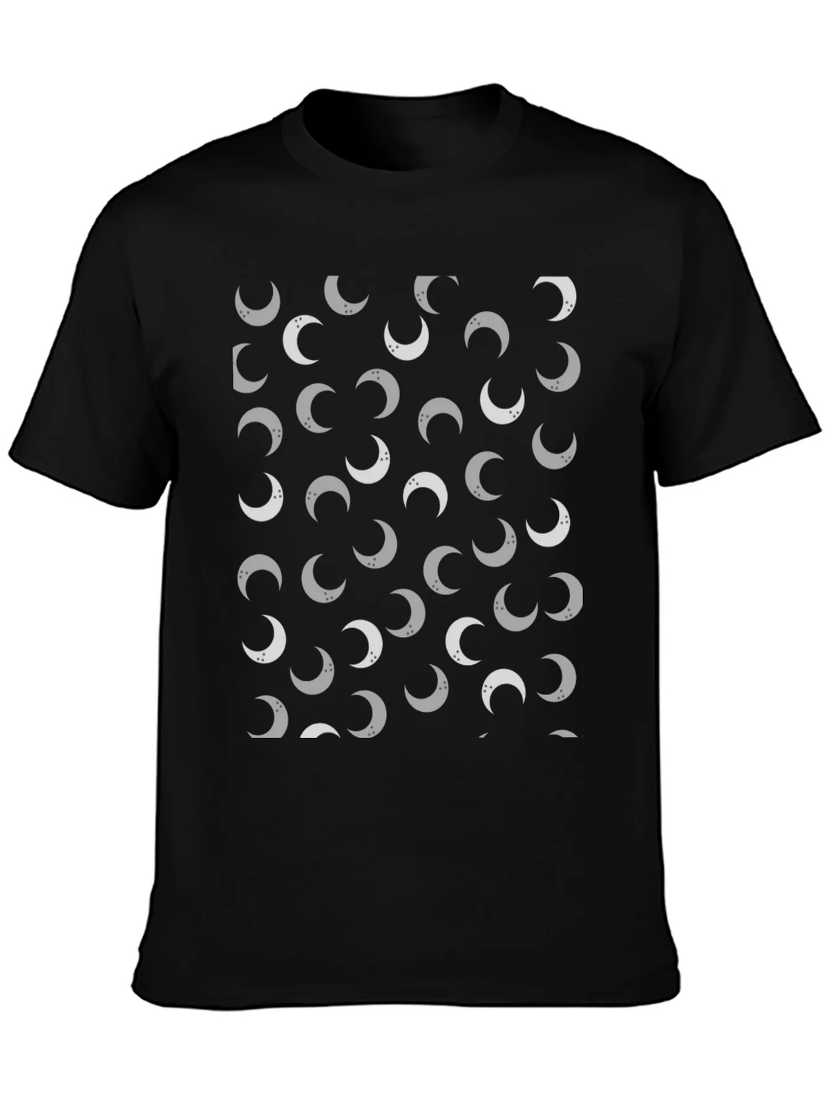 Lunar Crescent Moon Pattern Black T-Shirt product image 2
