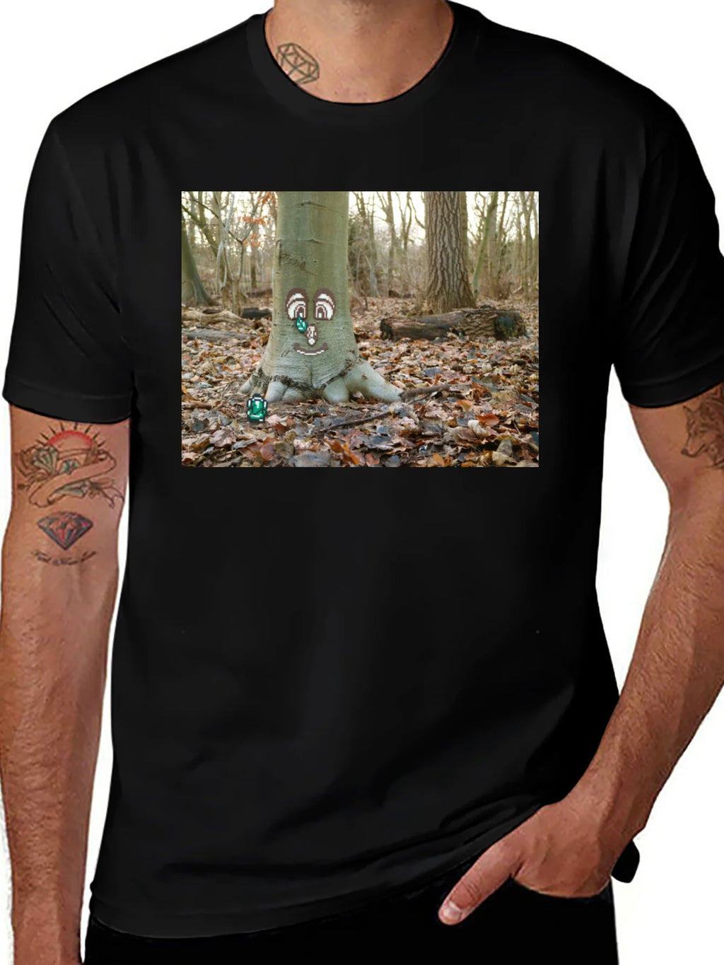 Whimsical Tree Face Graphic Tee - Nature Lovers T-Shirt product image 1
