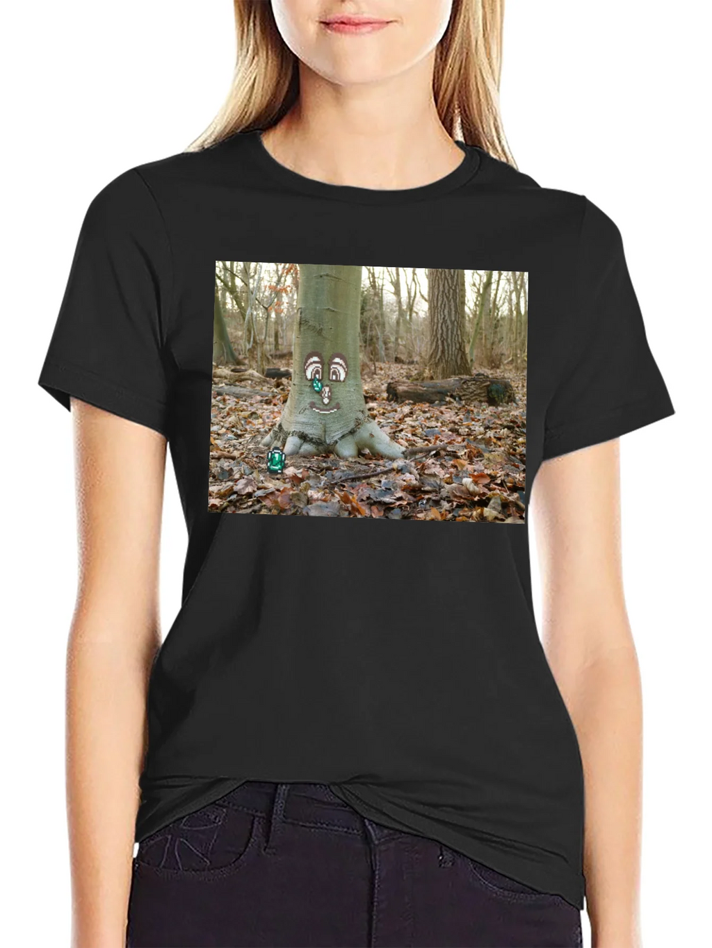 Whimsical Tree Face Graphic Tee - Nature Lovers T-Shirt product image 2