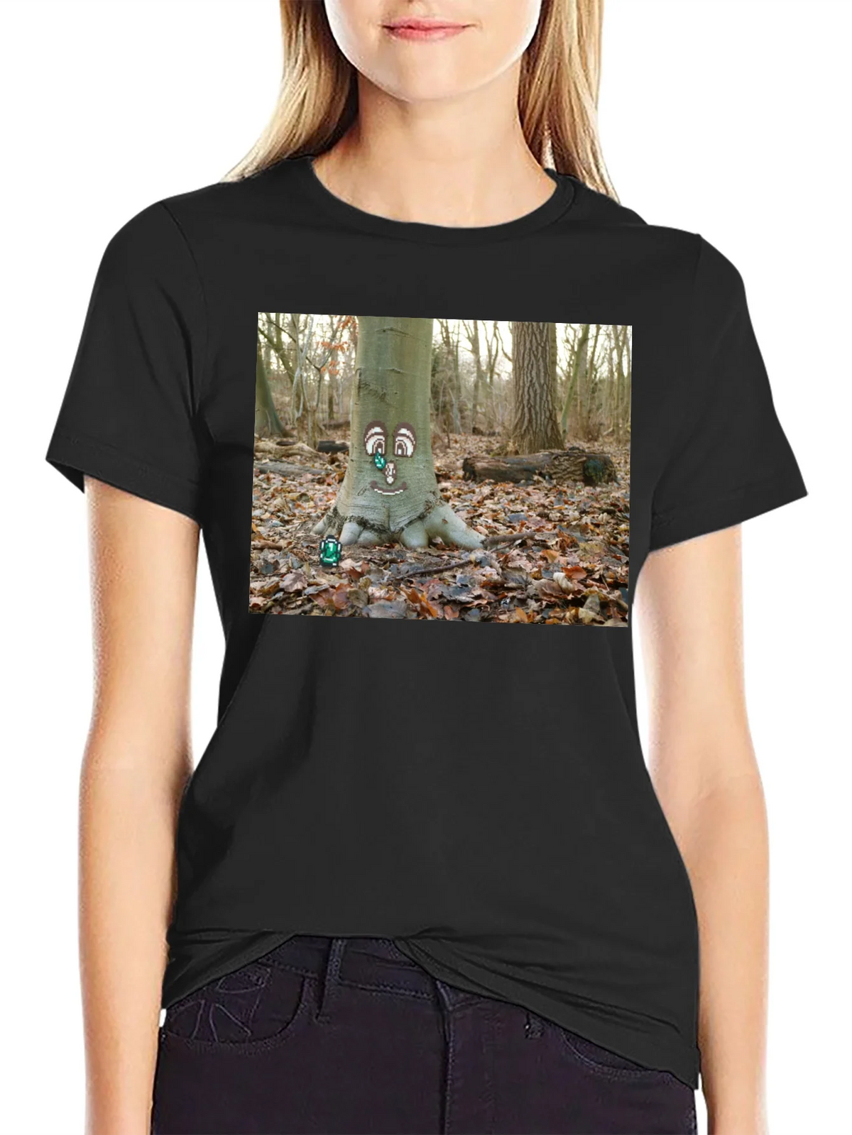 Whimsical Tree Face Graphic Tee - Nature Lovers T-Shirt product image 2
