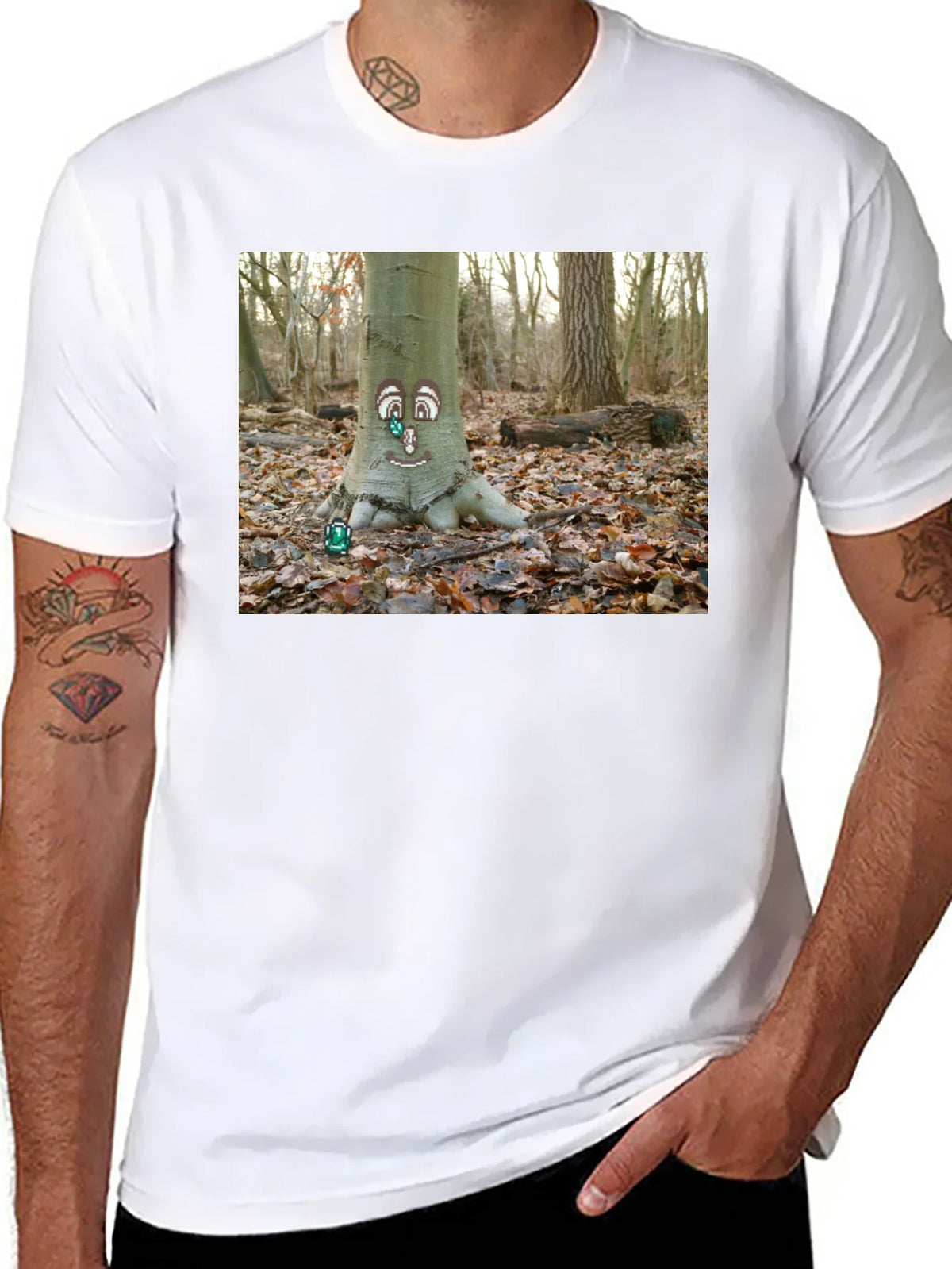 Whimsical Tree Face Graphic Tee - Nature Lovers T-Shirt product image 7