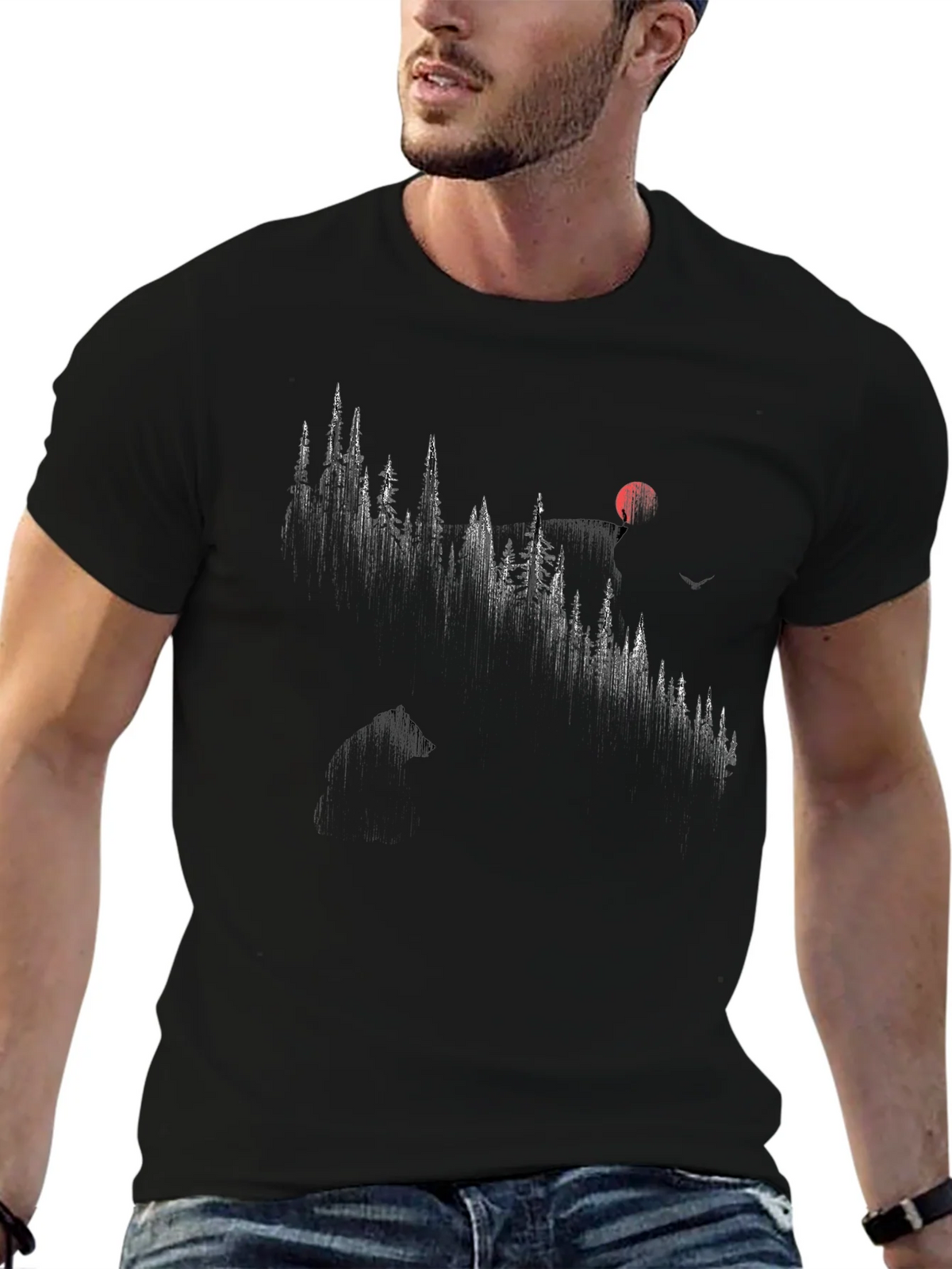 Forest Sunset Graphic Tee - Black product image 4